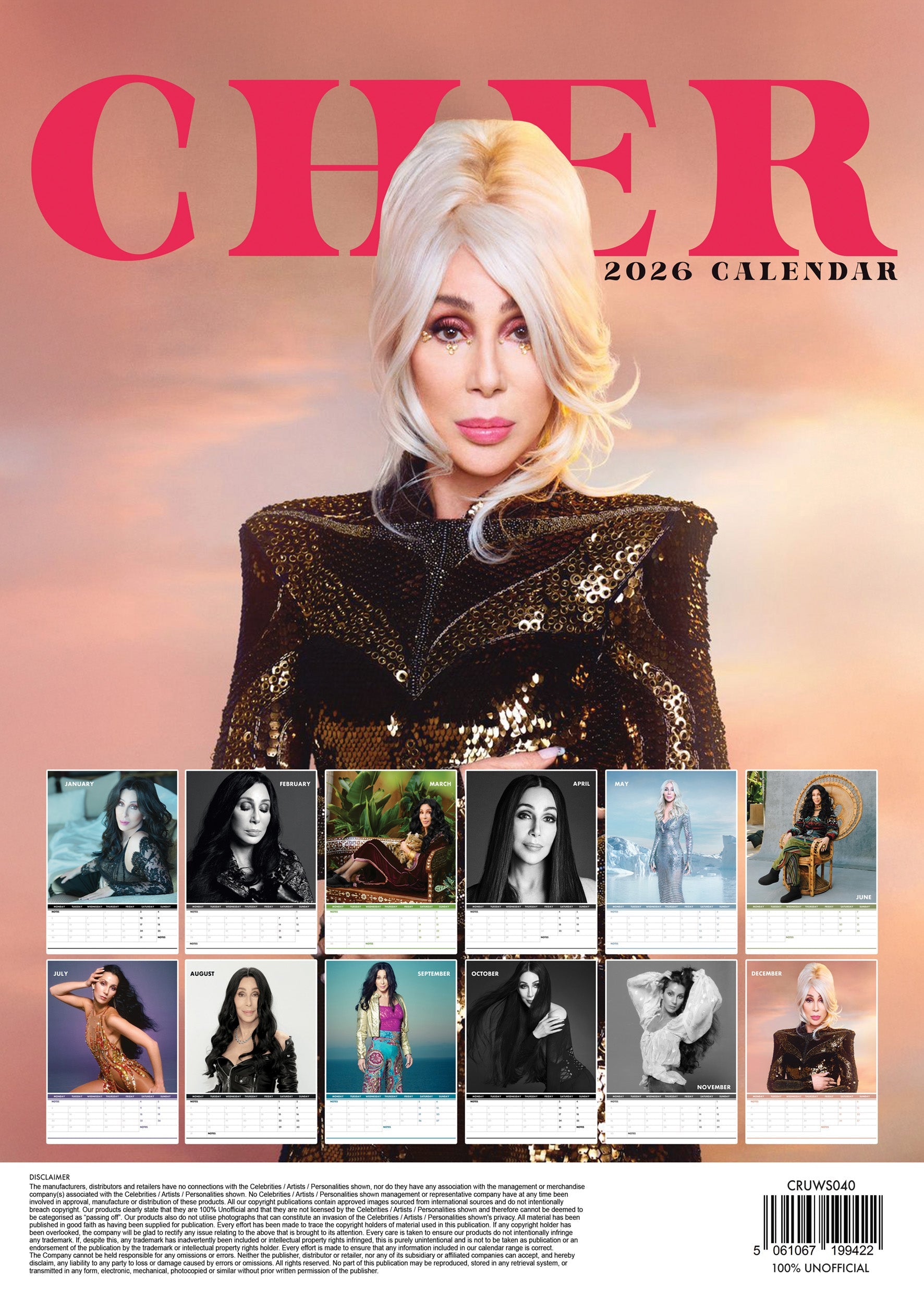 2026 Cher - A3 Wall Calendar