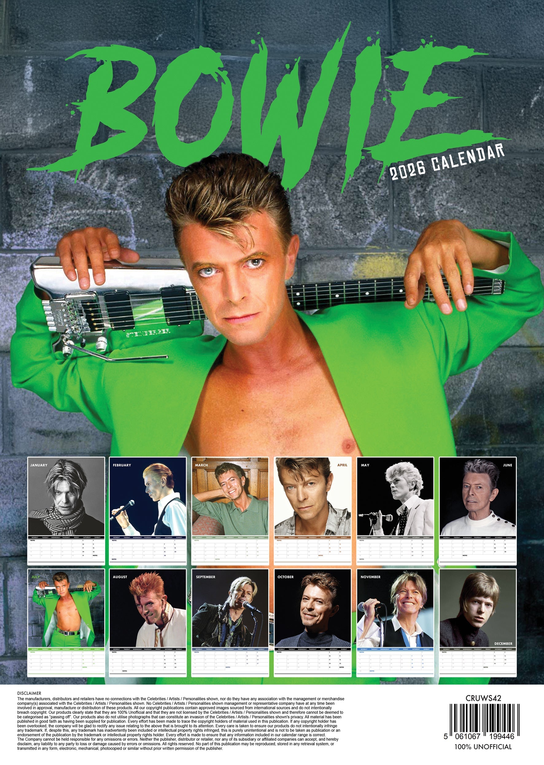 2026 David Bowie - A3 Wall Calendar