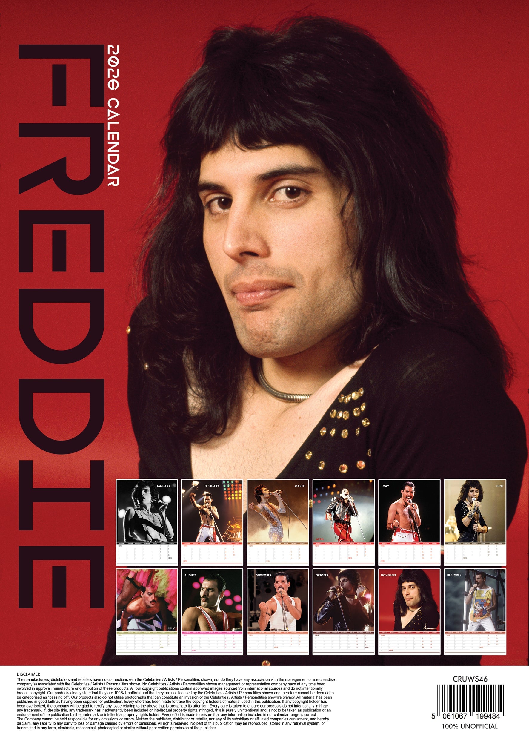 2026 Freddie Mercury - A3 Wall Calendar