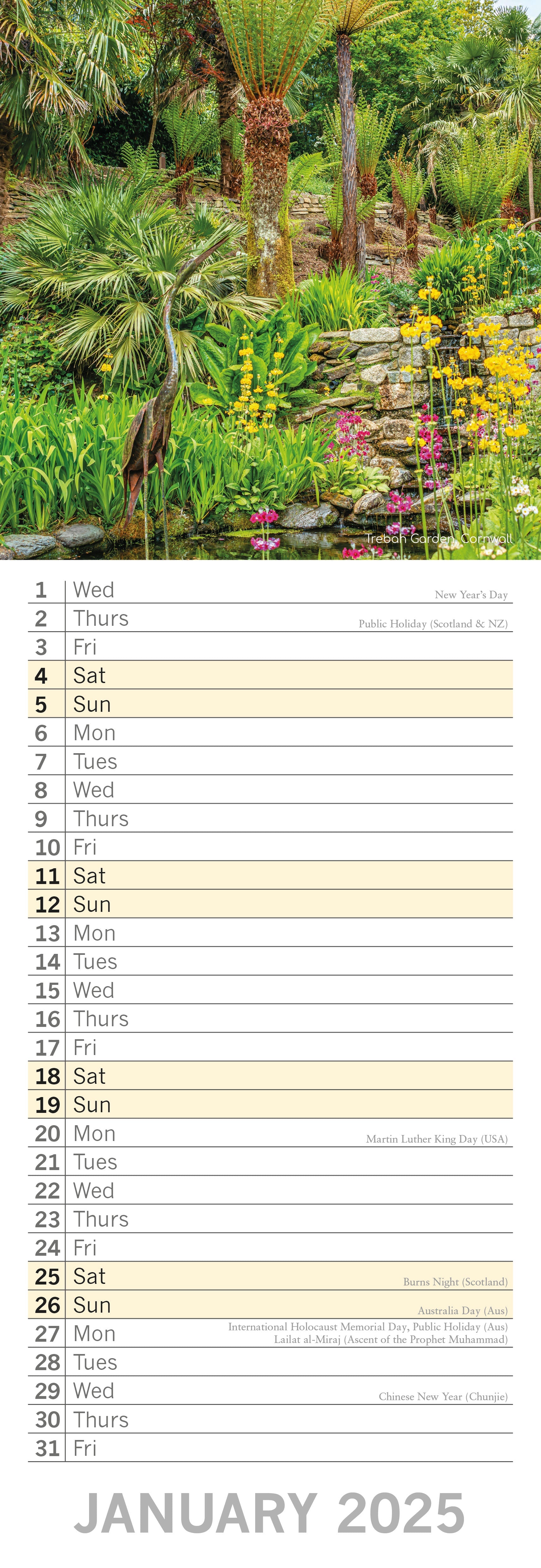 2025 Beautiful Gardens - Slim Wall Calendar
