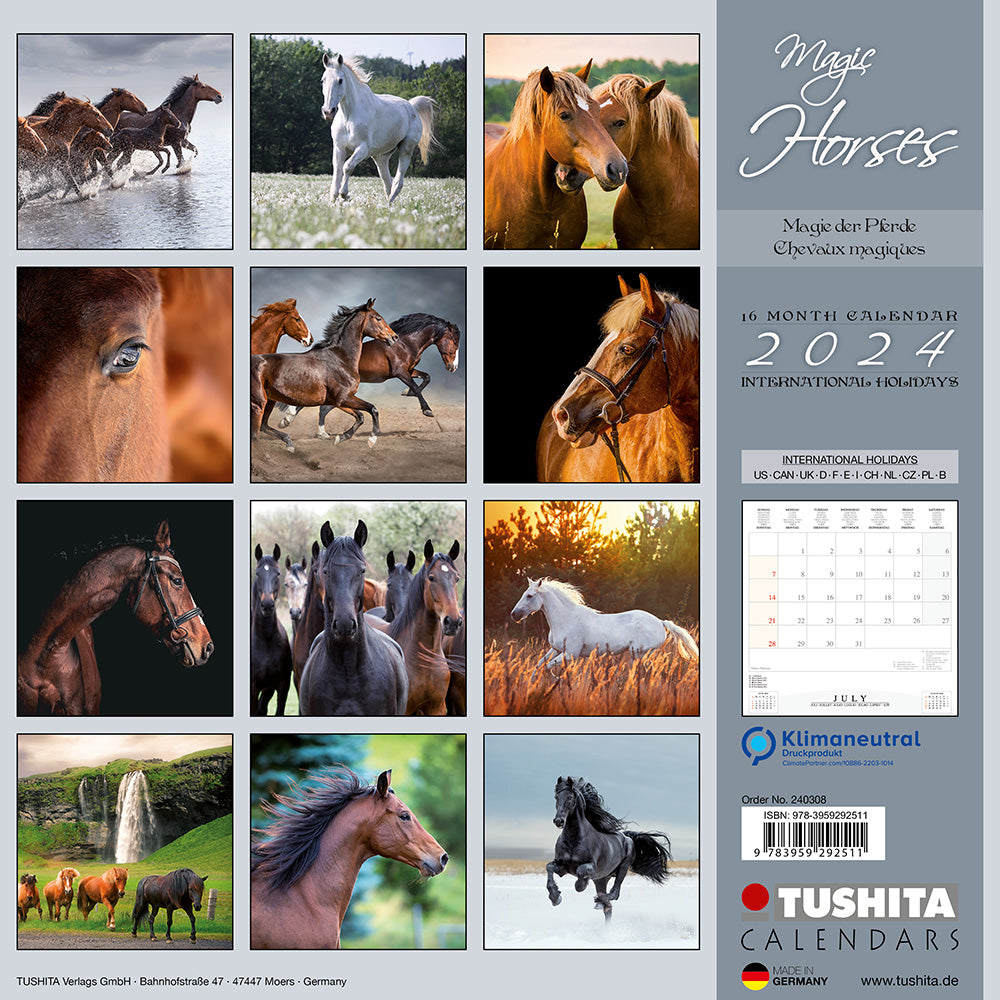 2024 Magic Horses - Square Wall Calendar