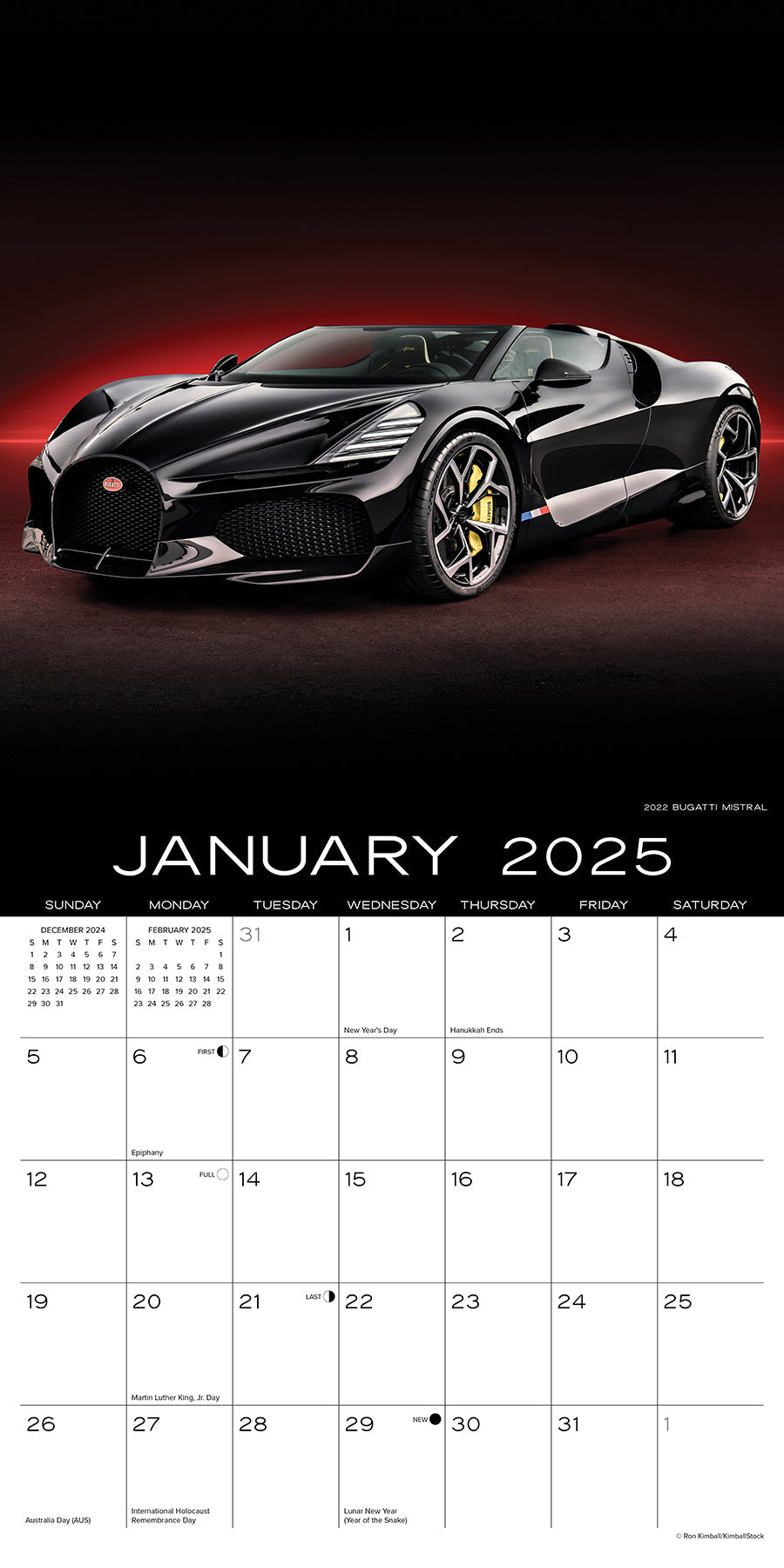 2025 Dream Cars (w/foil) - Square Wall Calendar (US Only)