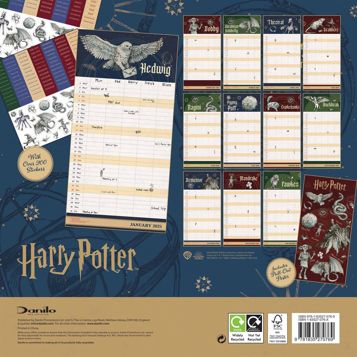 2025 Harry Potter Family Organiser - A3 Wall Calendar