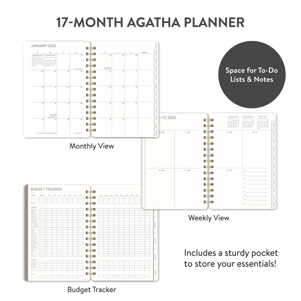 2025 Stone - Agatha Monthly And Weekly Dairy/Planner