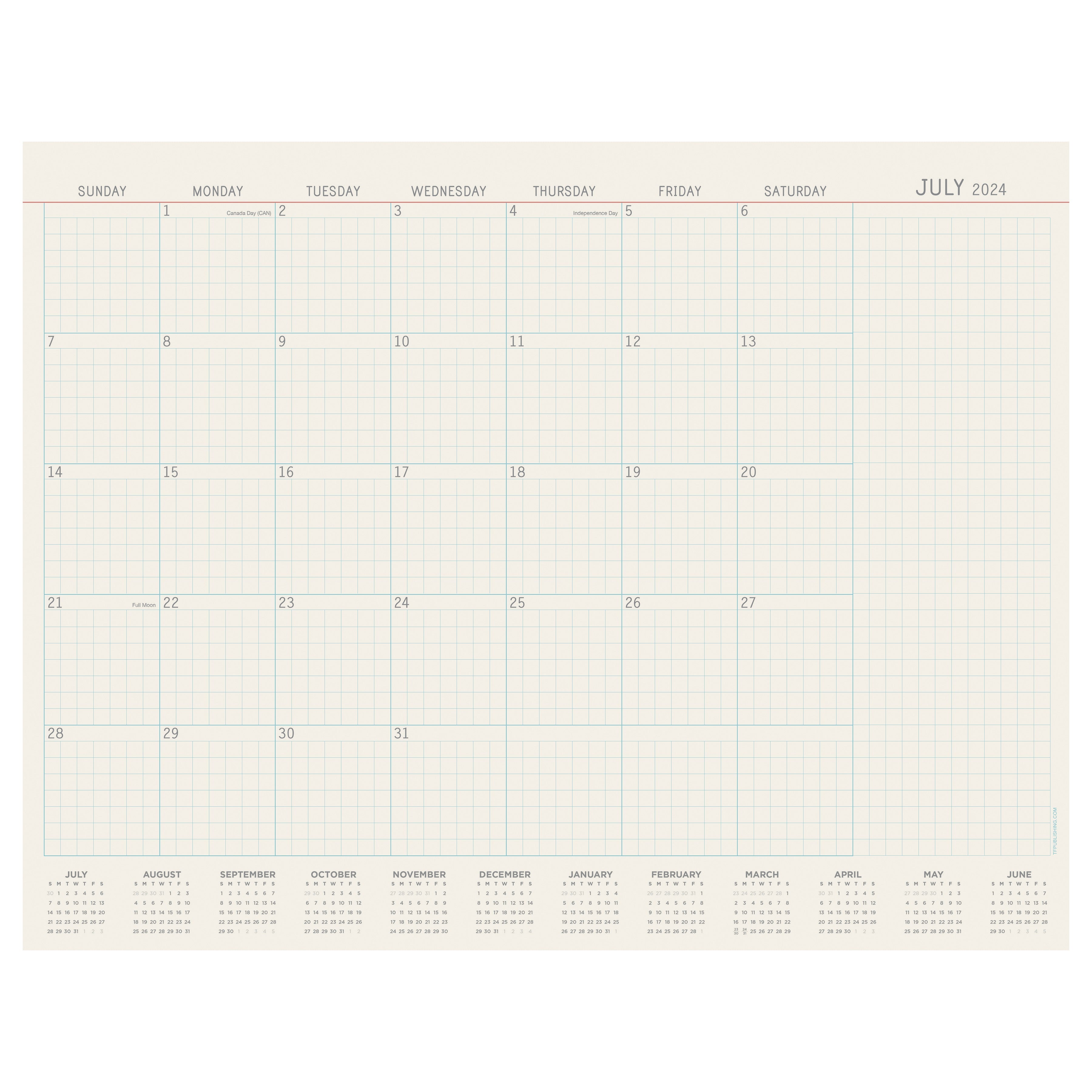 July 2024 - June 2025 Vintage Professional - Large Monthly Desk Pad Blotter Academic Calendar