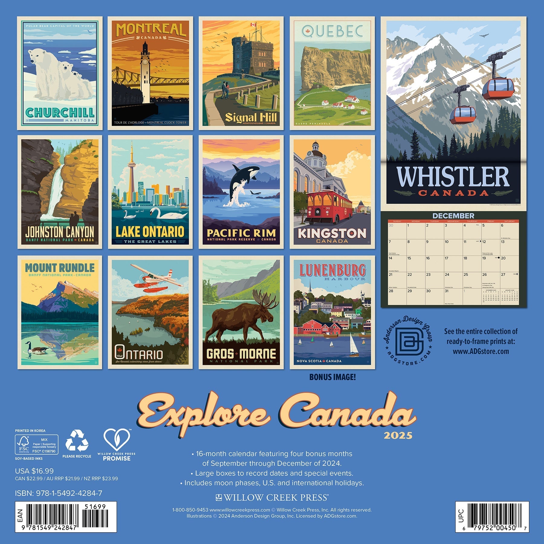 2025 Explore Canada (ADG) - Square Wall Calendar (US Only)