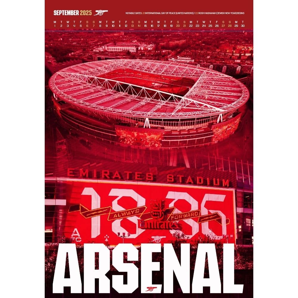 2025 Arsenal Fc - A3 Deluxe Wall Calendar