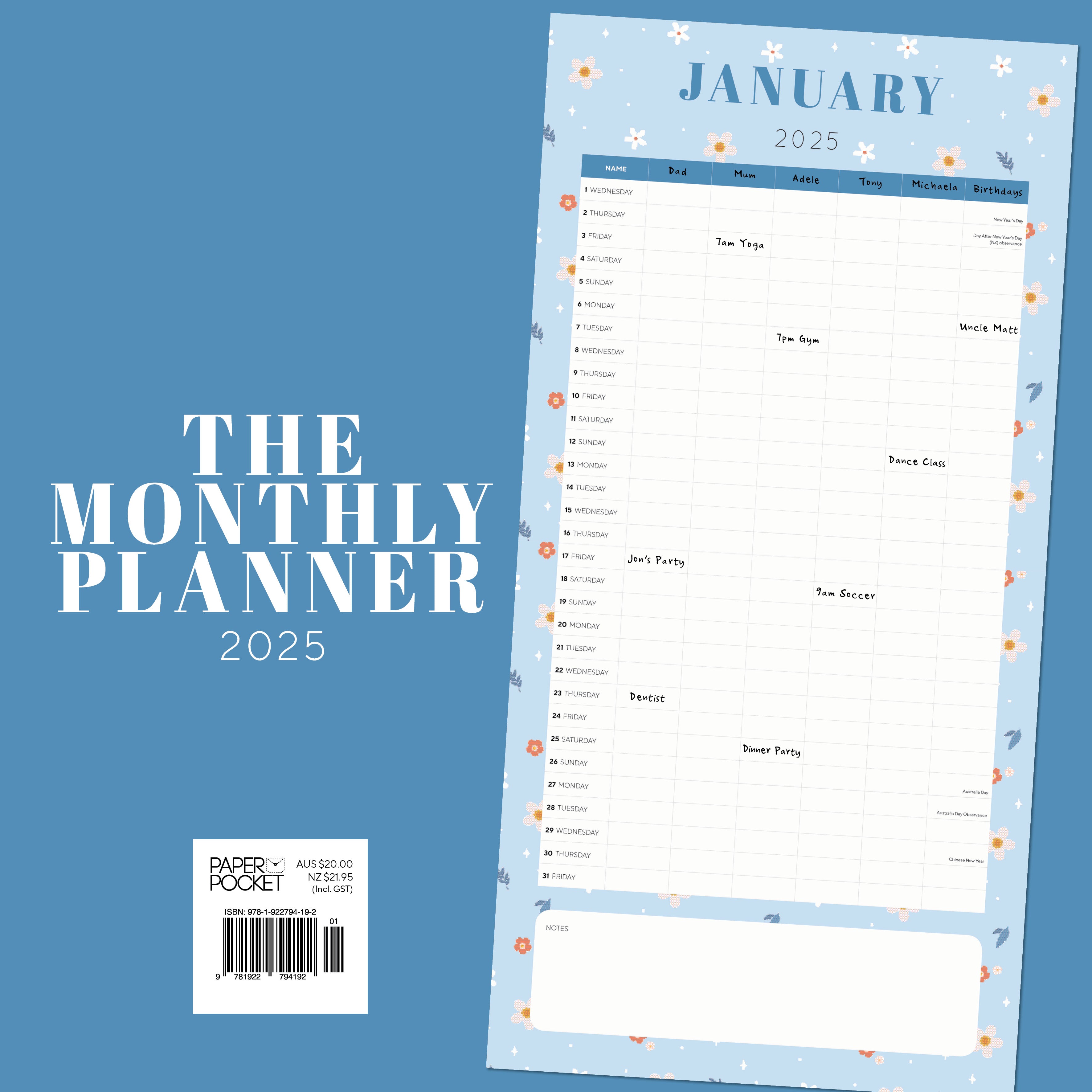 2025 The Monthly Planner - Square Wall Calendar