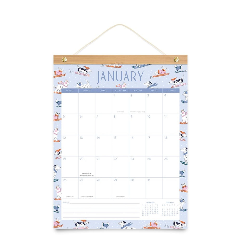 2025 Dog Days Bamboo-Hanger - Deluxe Wall Calendar