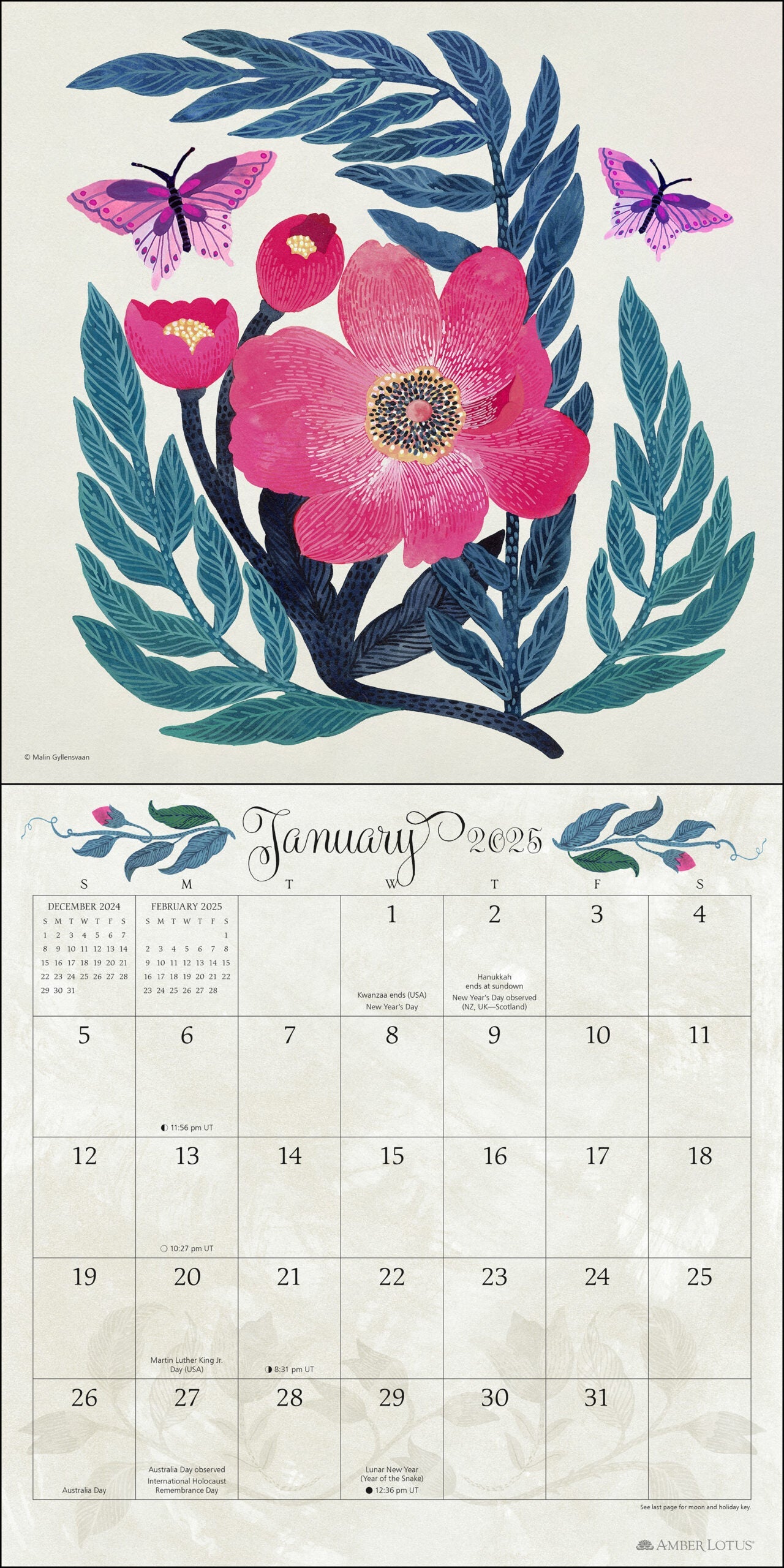 2025 Flora & Fauna By Malin Gyllensvaan - Square Wall Calendar