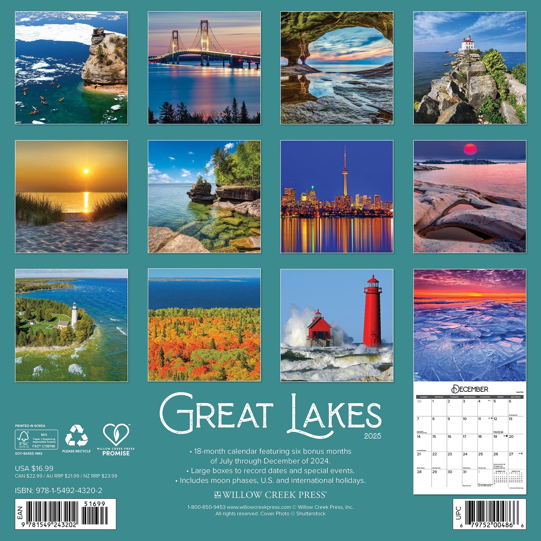 2025 Great Lakes - Square Wall Calendar (US Only)