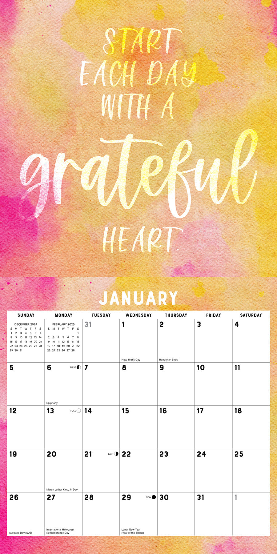 2025 Grateful, Thankful, Blessed - Square Wall Calendar (US Only)