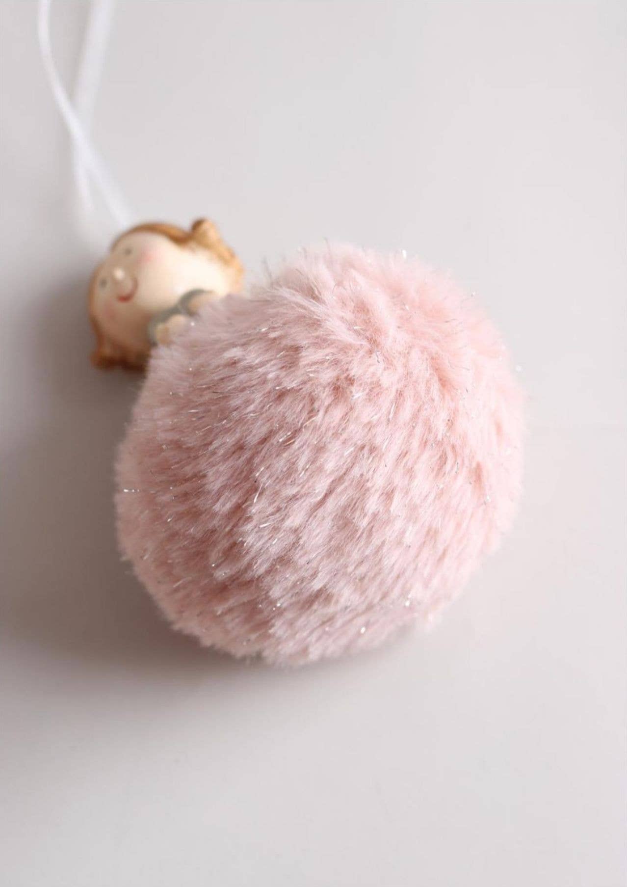 Cute & Fluffy Pink & White Resin Angel - Christmas Decoration