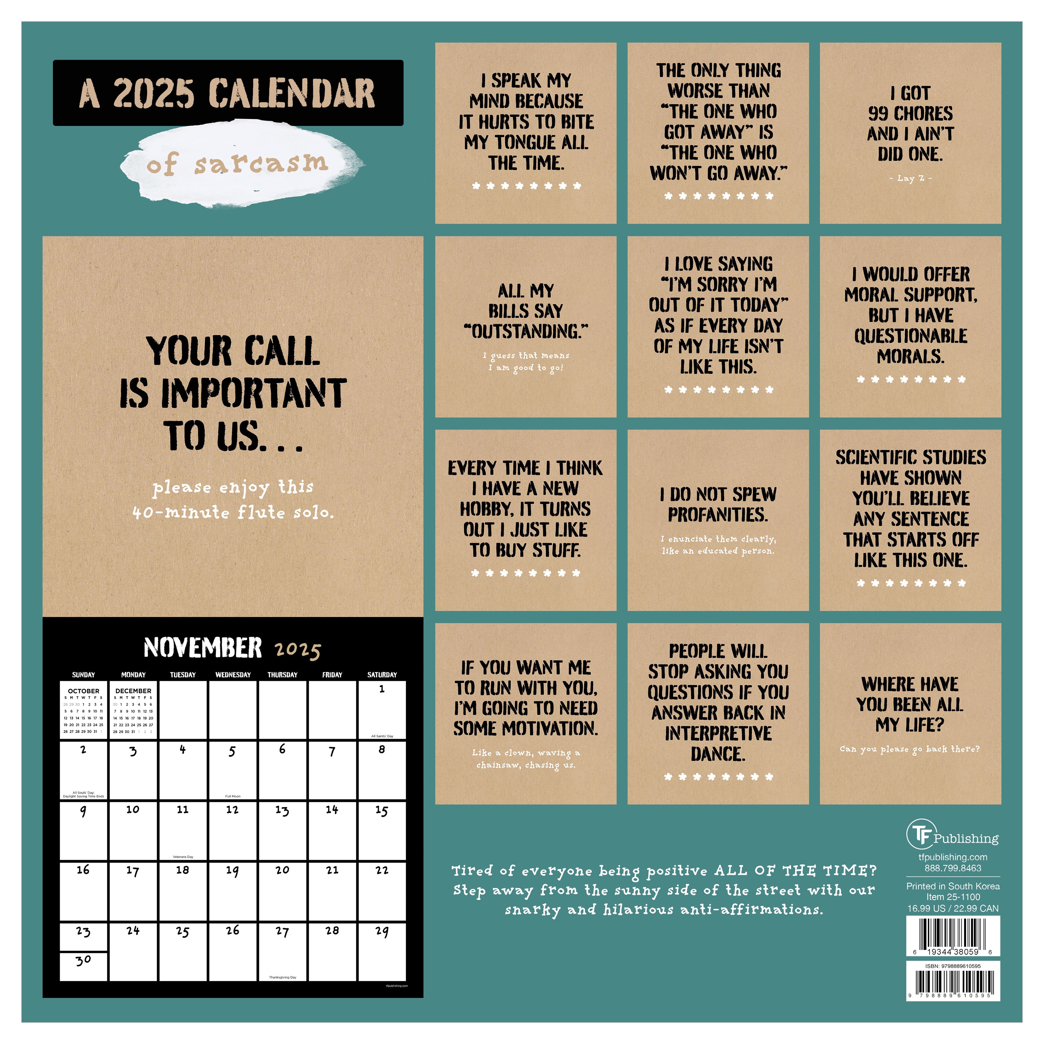 2025 Anti-Affirmations - Square Wall Calendar