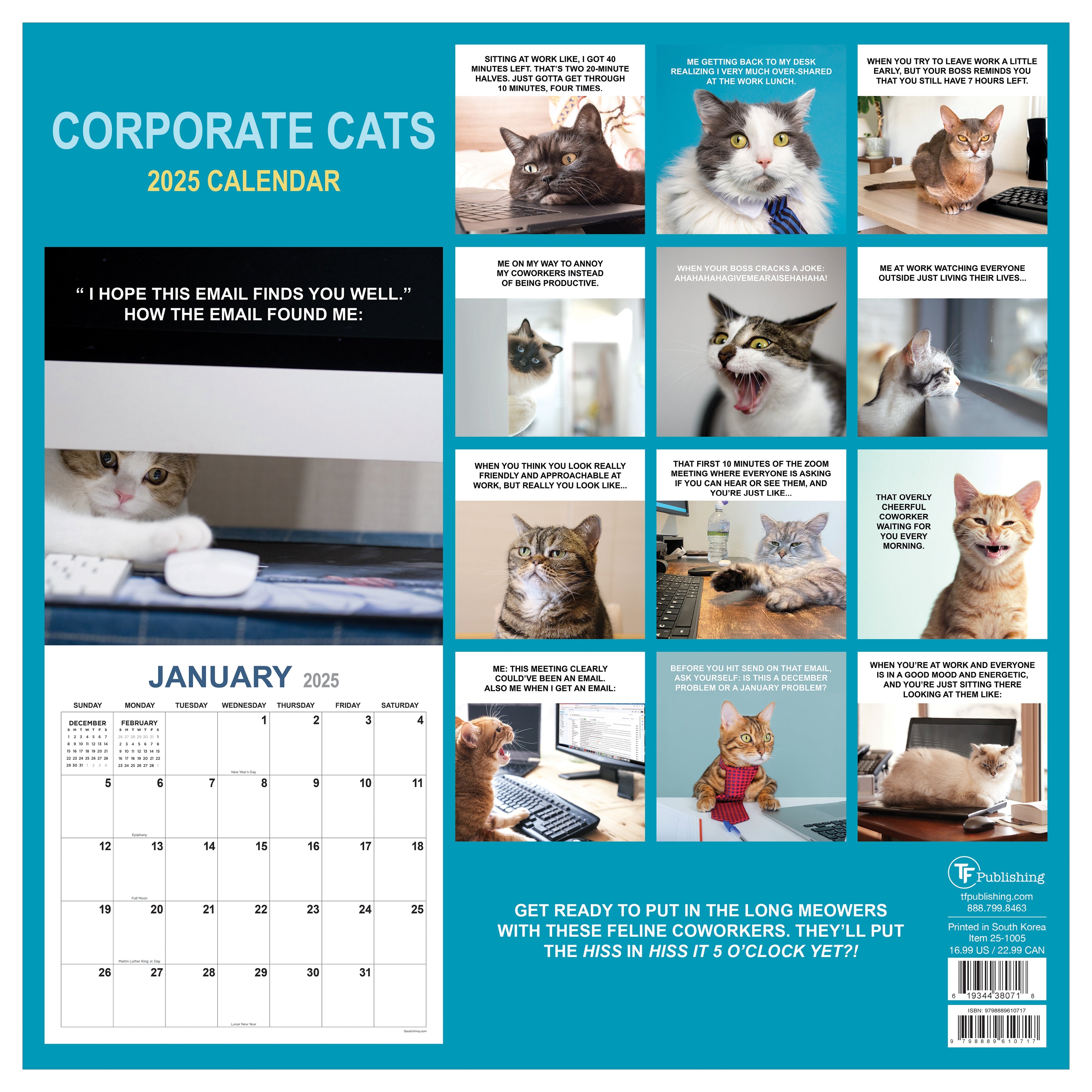 2025 Corporate Cats - Square Wall Calendar