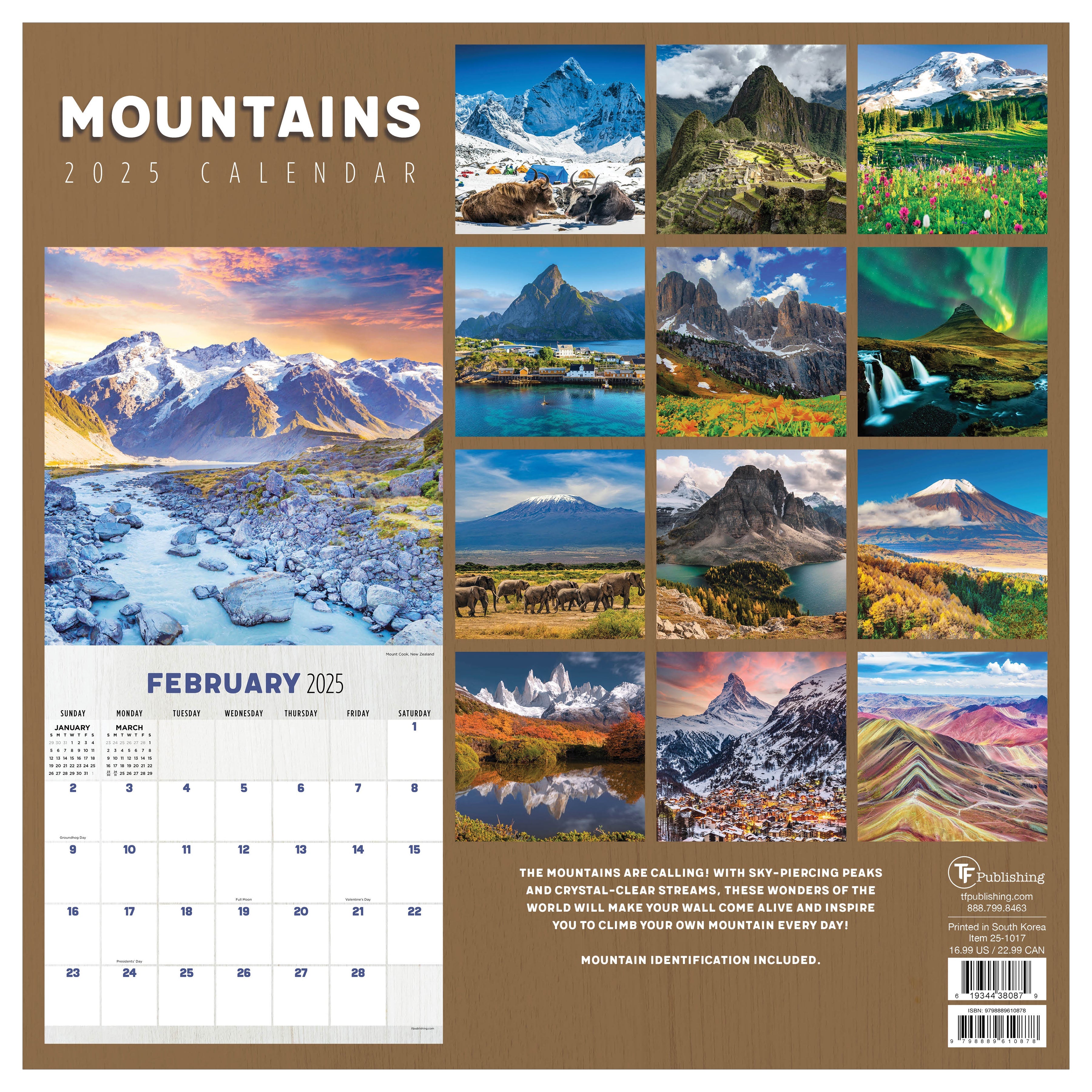 2025 Mountains - Square Wall Calendar