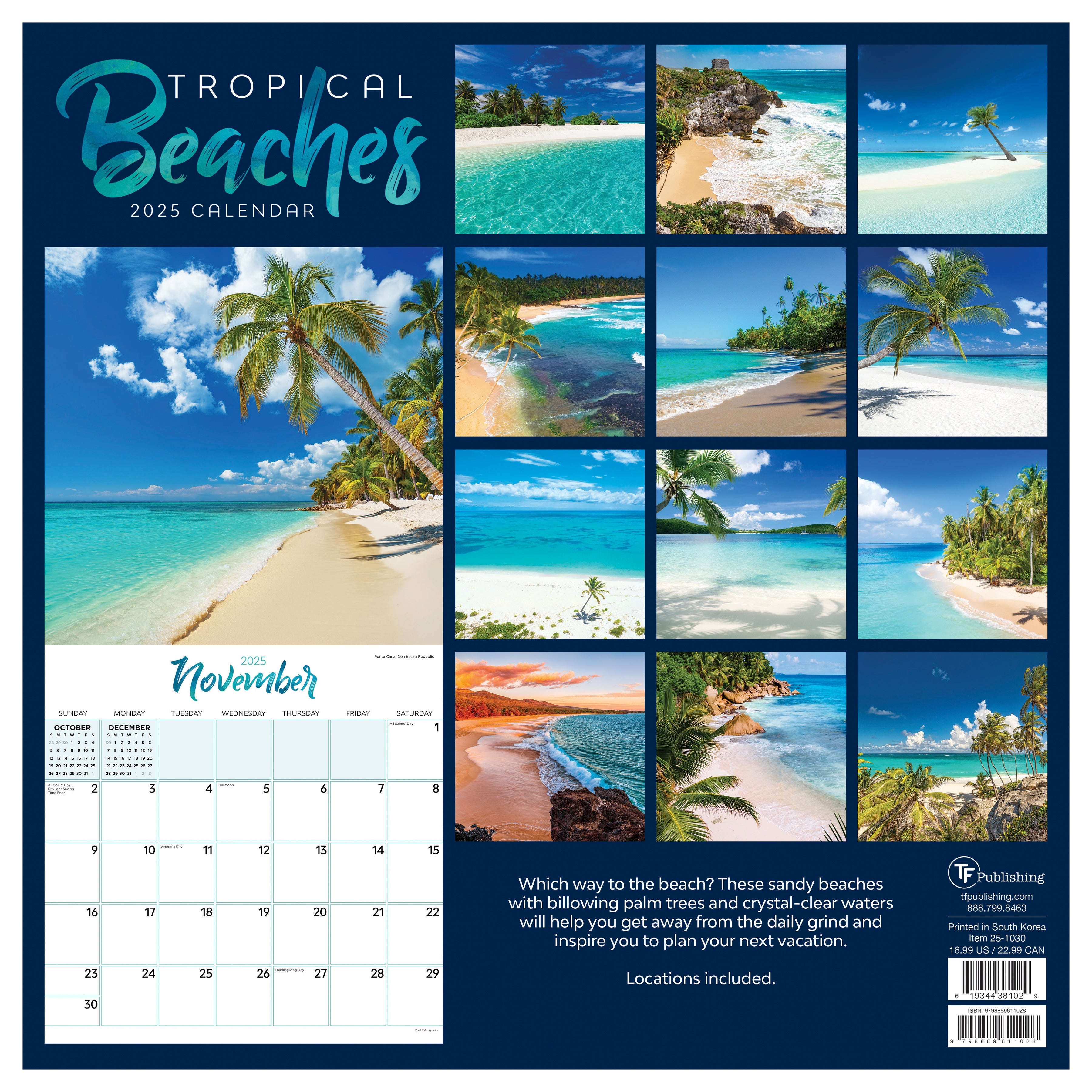 2025 Tropical Beaches - Square Wall Calendar