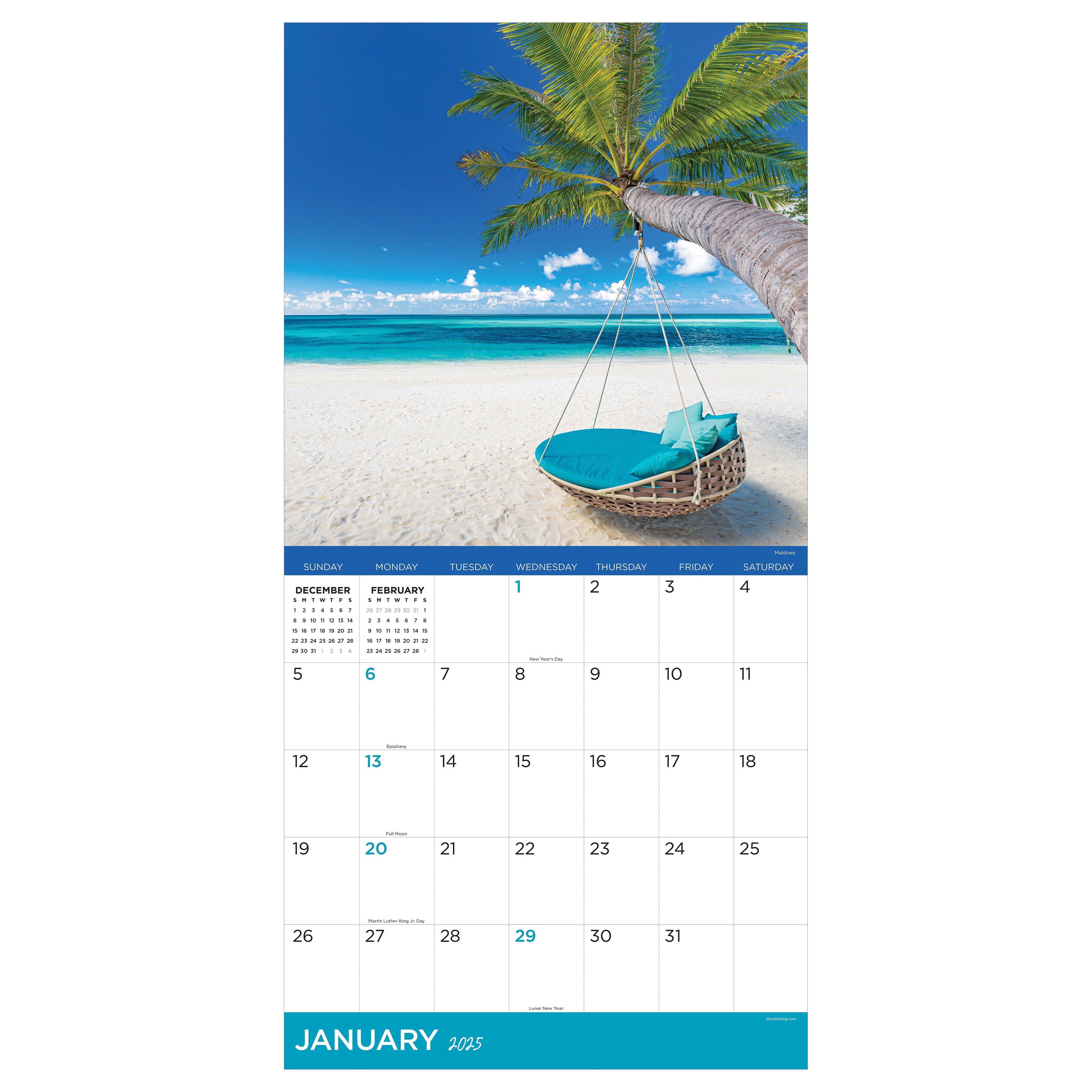 2025 Tropical Escapes - Square Wall Calendar