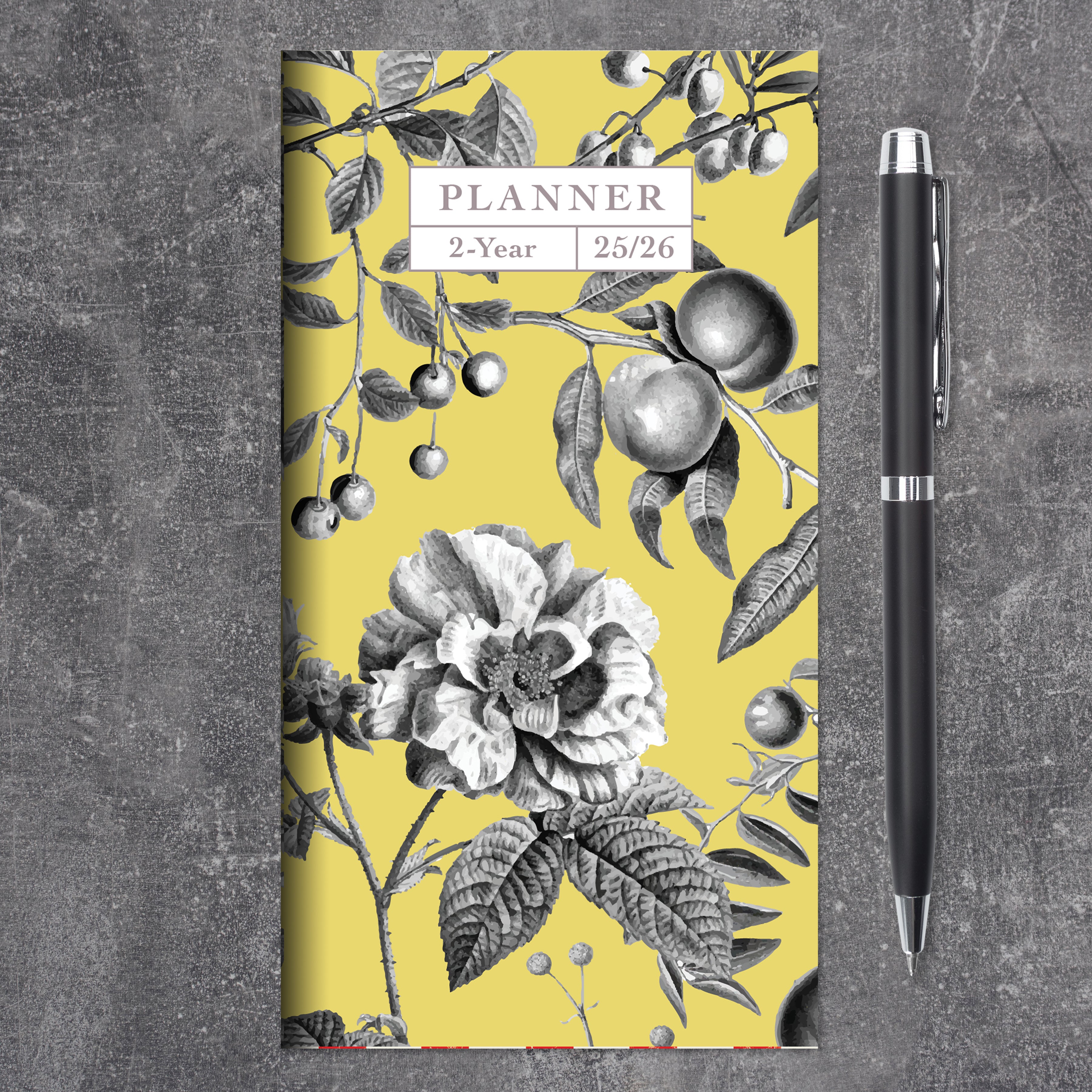 2025-2026 Yellow Botanical - Small Monthly Pocket Diary/Planner