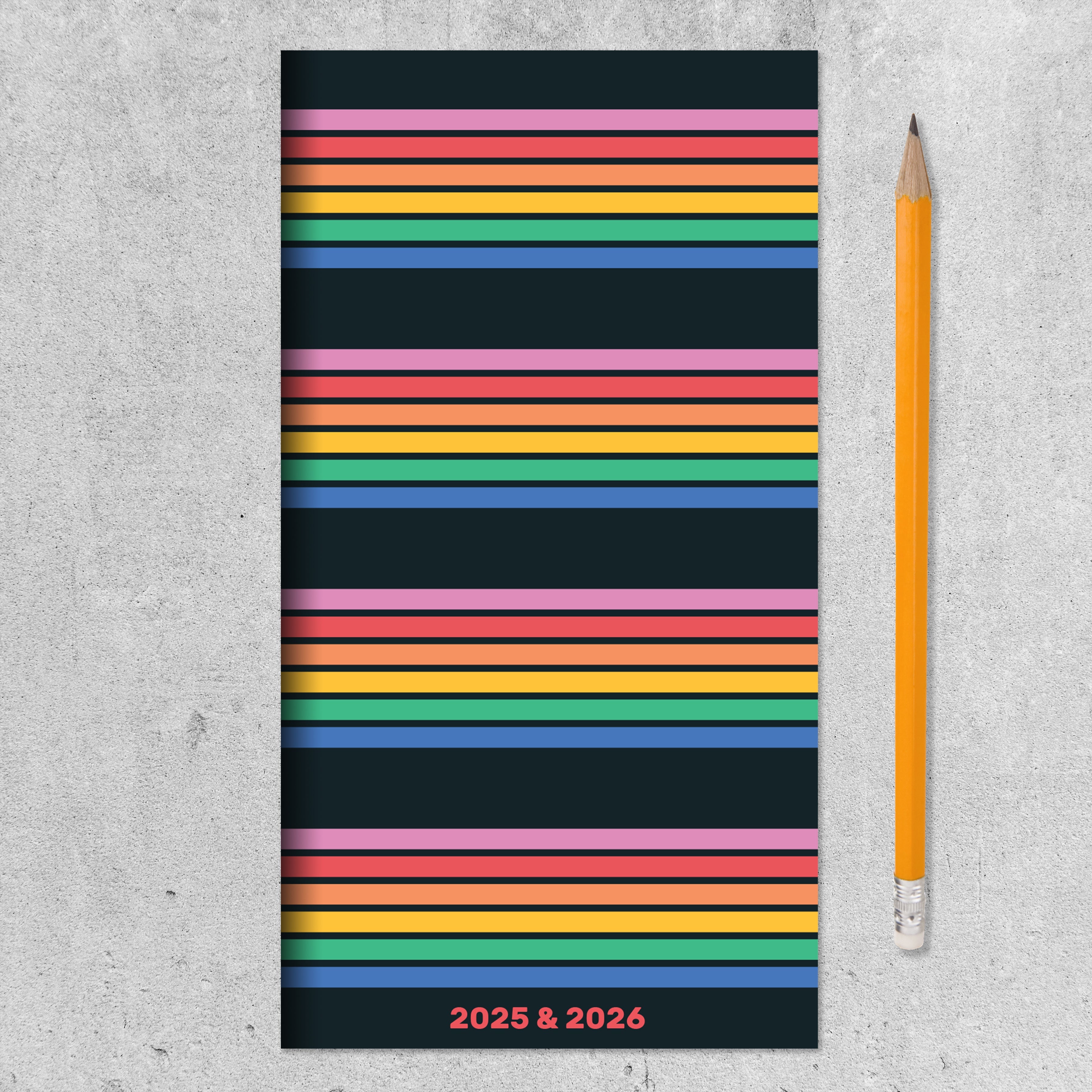 2025-2026 Retro Stripe - Small Monthly Pocket Diary/Planner