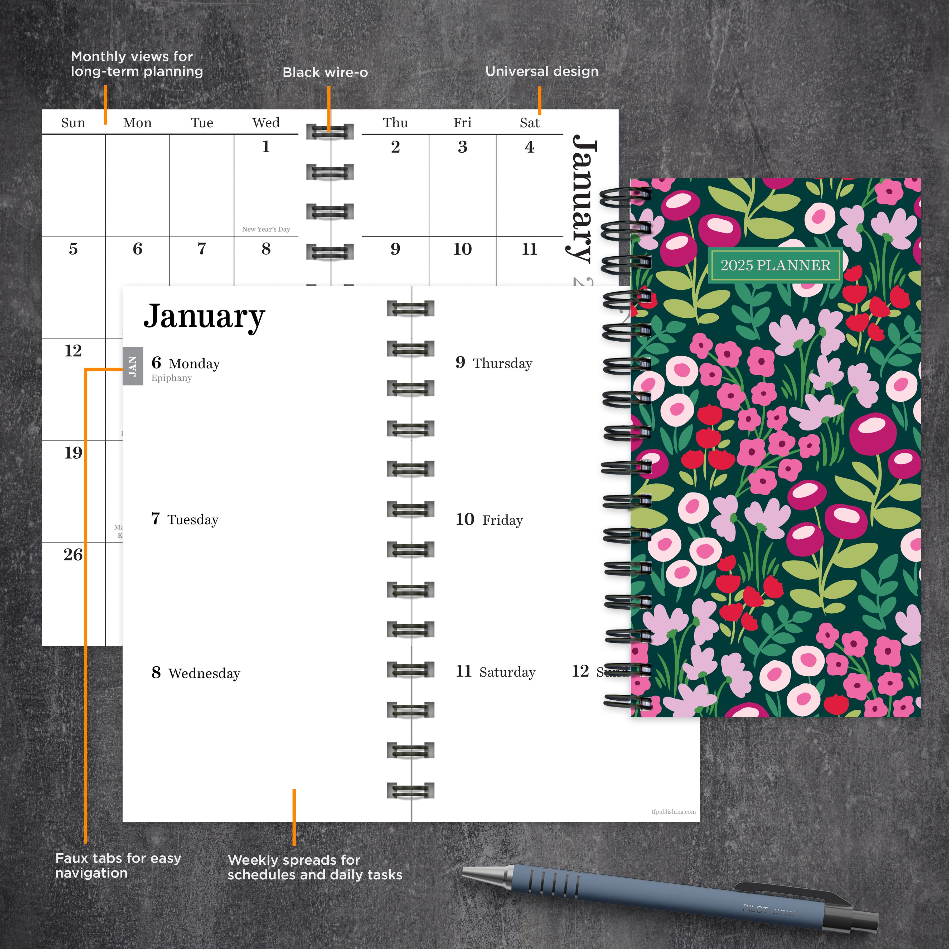 2025 Floral Burst - Small Monthly & Weekly Pocket Diary/Planner