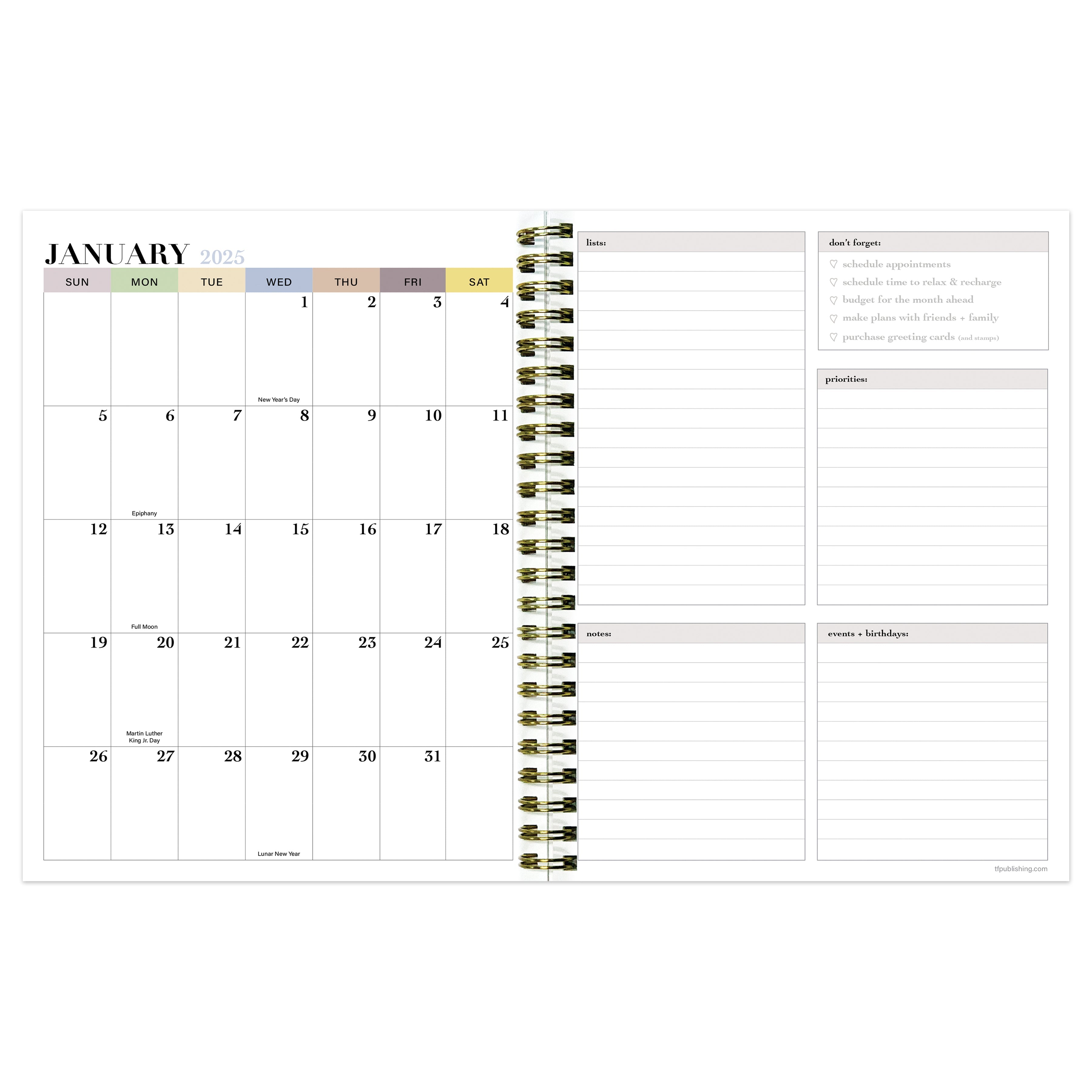 2025 Lotus - Medium Monthly & Weekly Diary/Planner