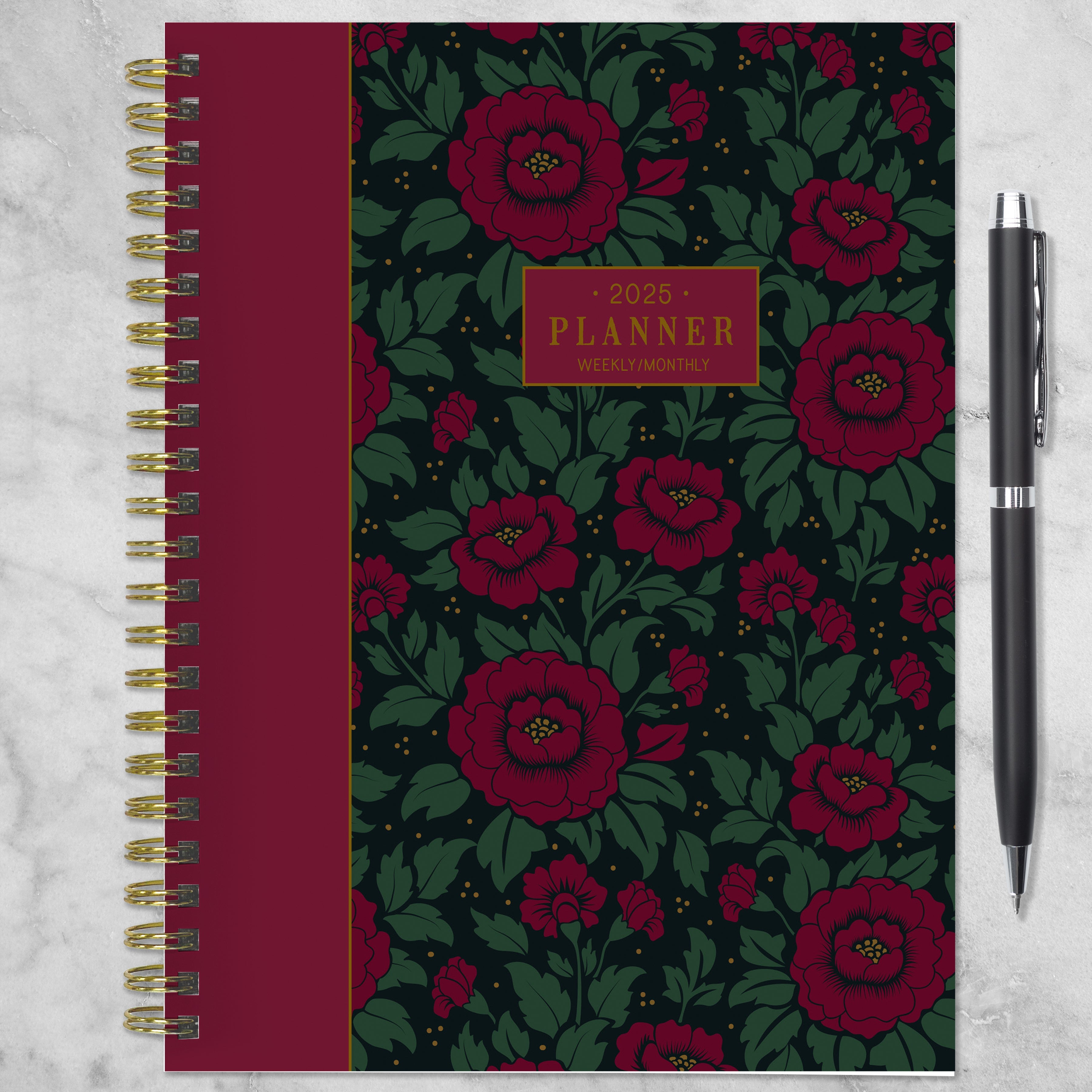 2025 Victorian Blooms - Medium Monthly & Weekly Diary/Planner