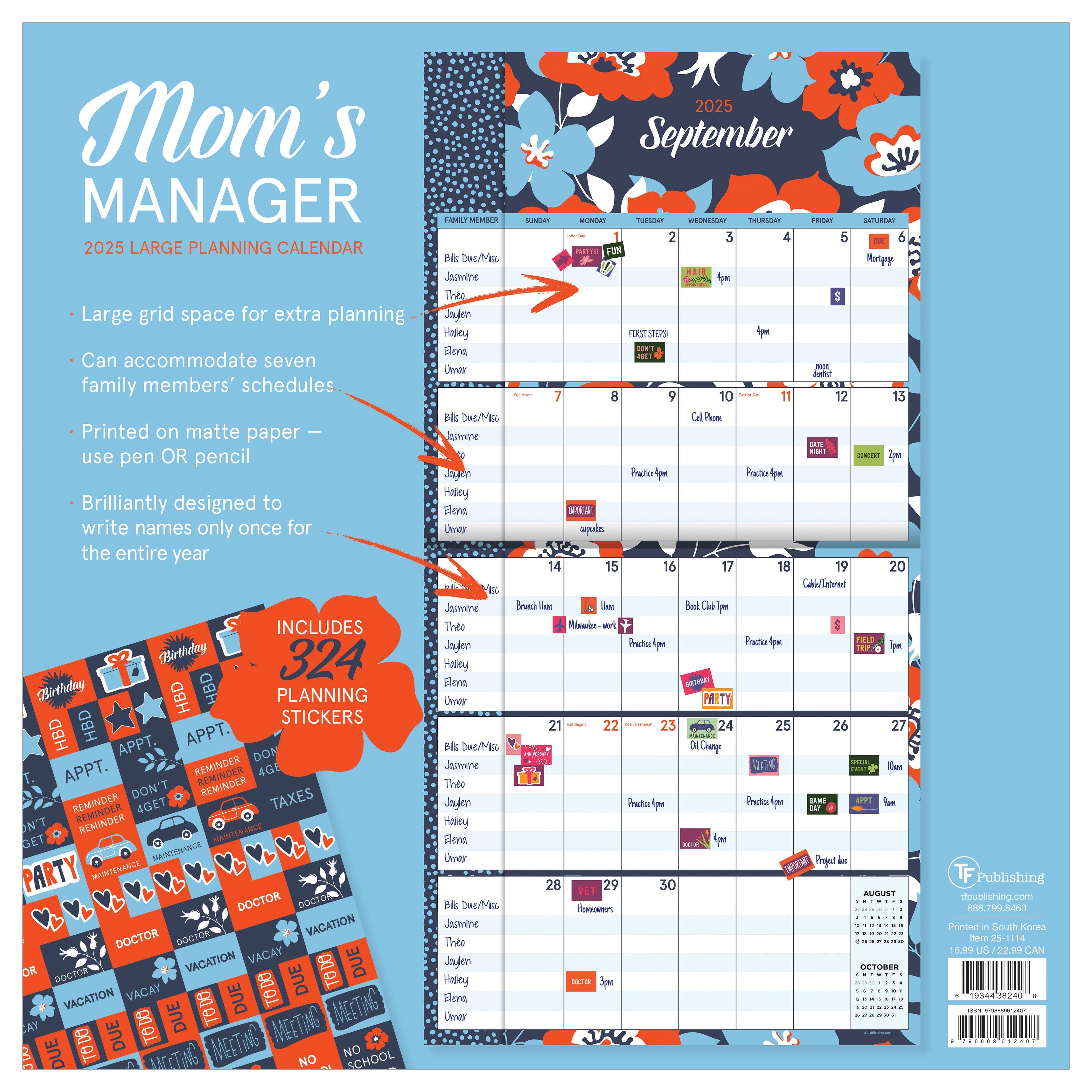 2025 Mom's Manager - Square Wall Calendar