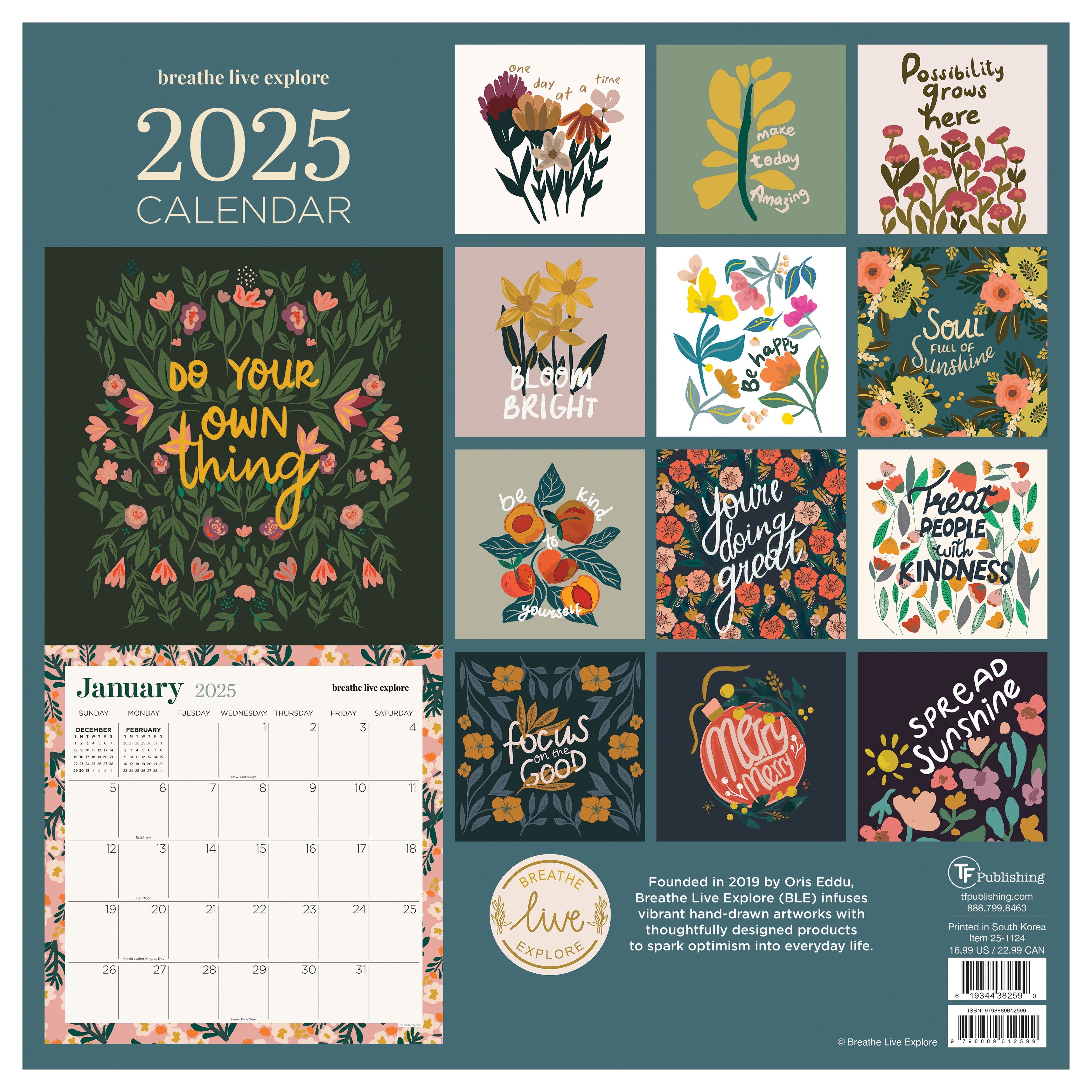 2025 Breathe Live Explore - Square Wall Calendar