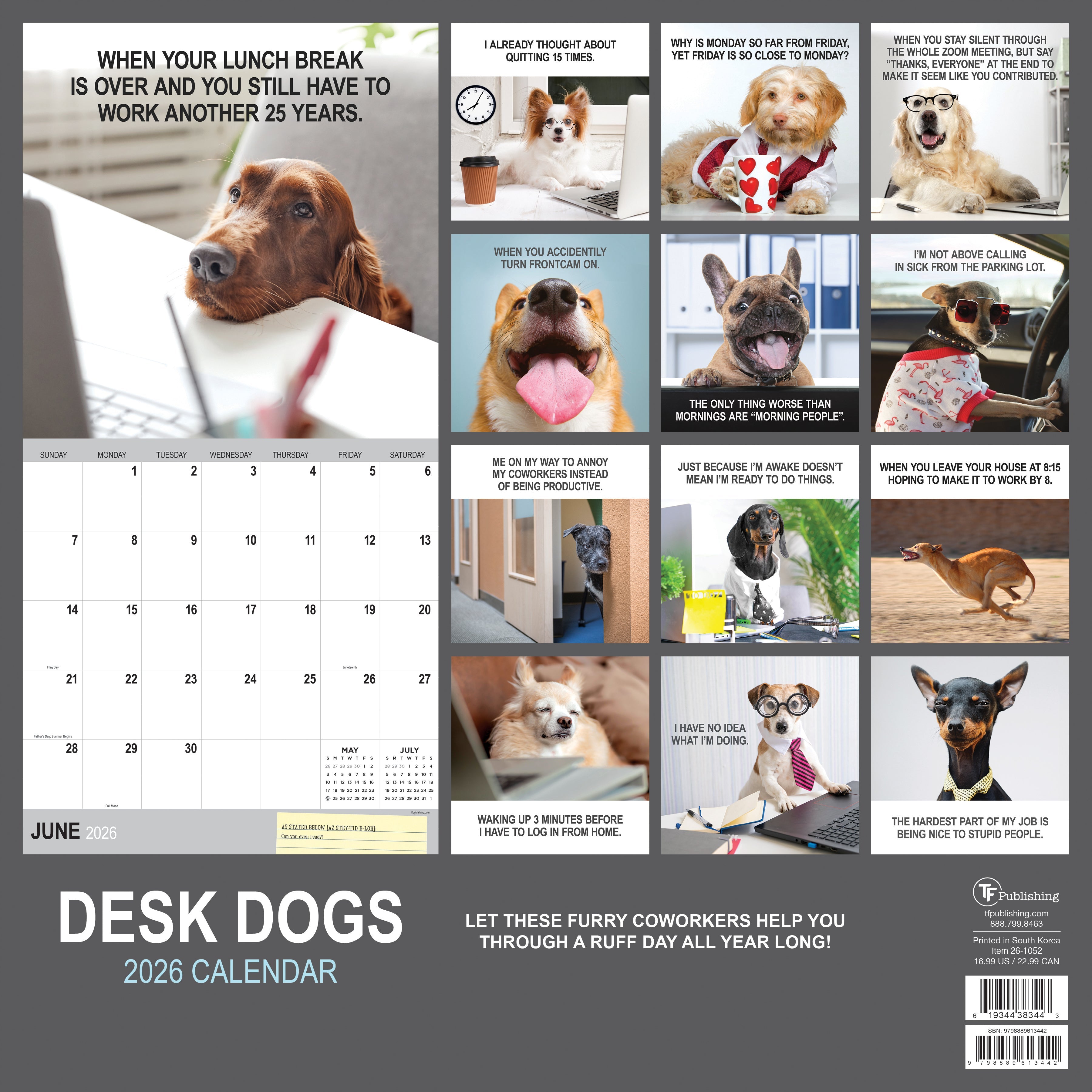 2026 Desk Dogs - Square Wall Calendar