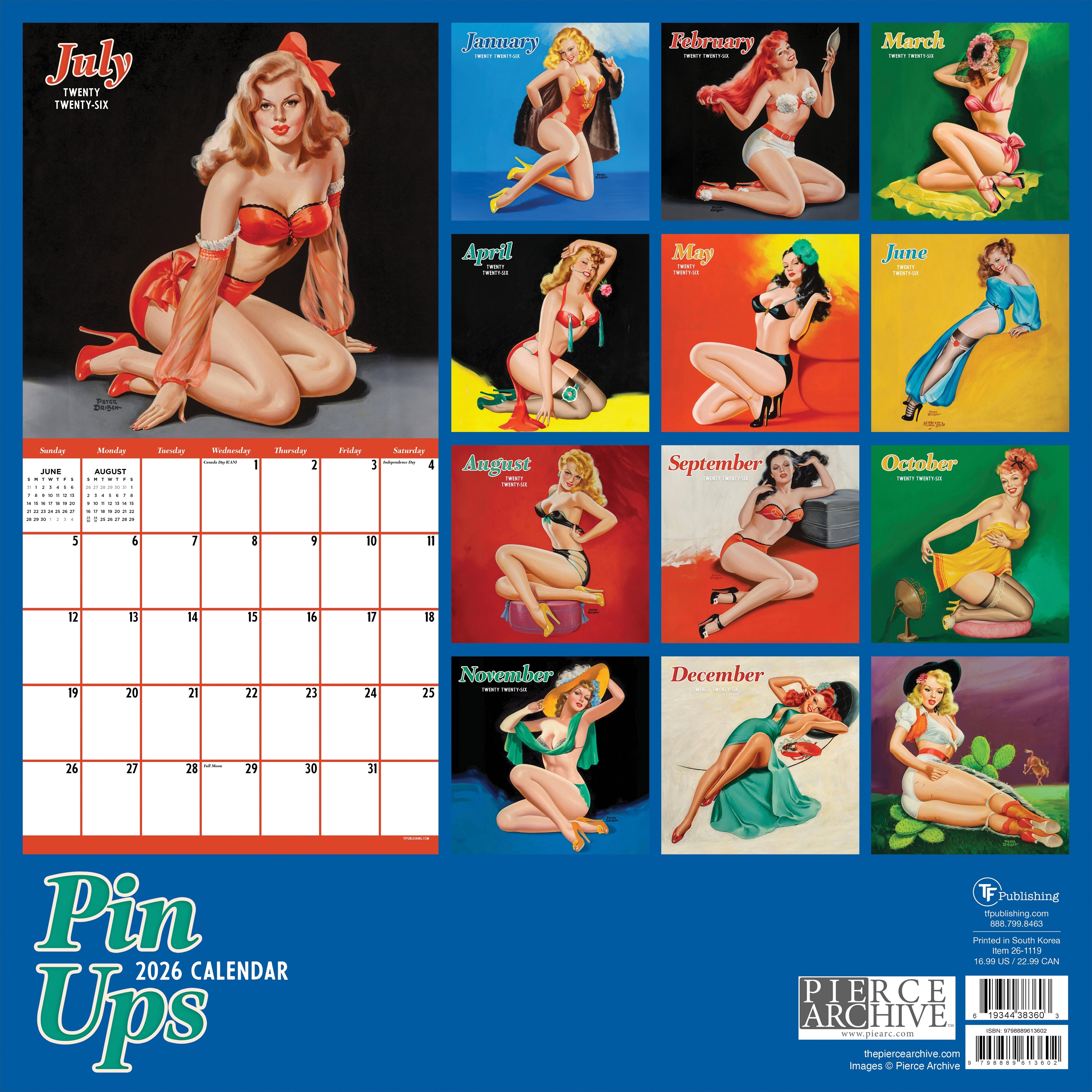 2026 PinUps - Square Wall Calendar