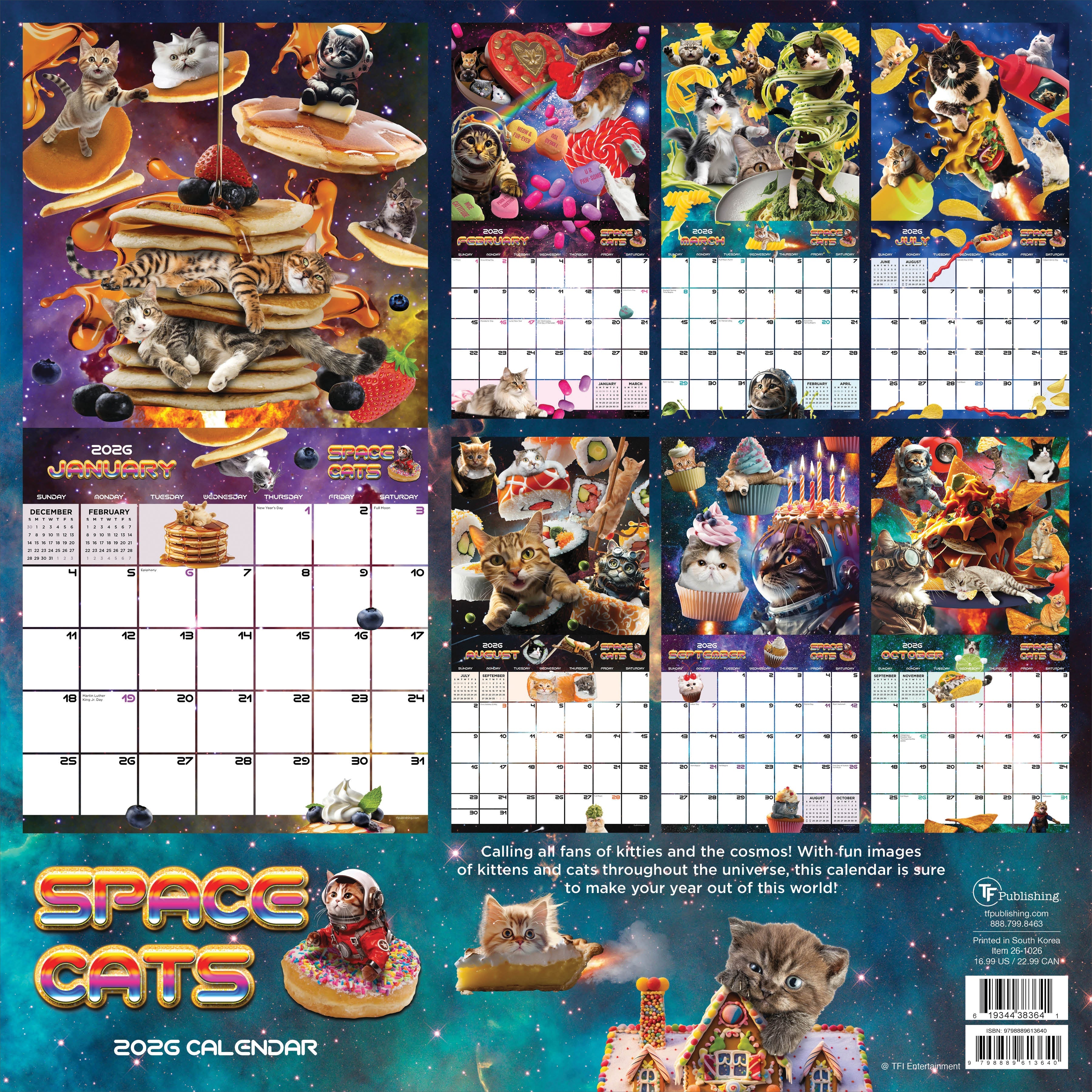 2026 Space Cats - Square Wall Calendar