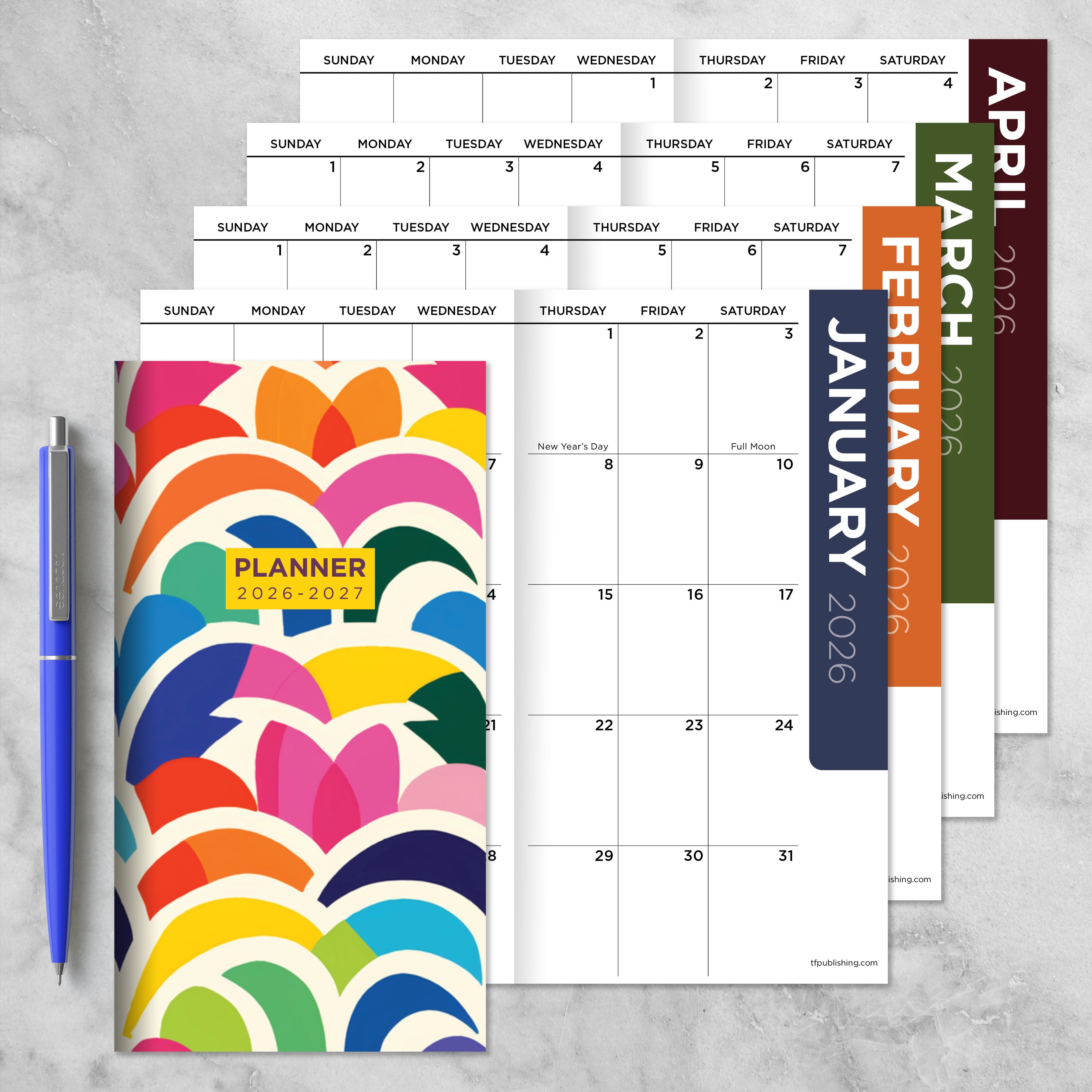 2026-2027 Color Burst - Small Monthly Pocket Diary/Planner