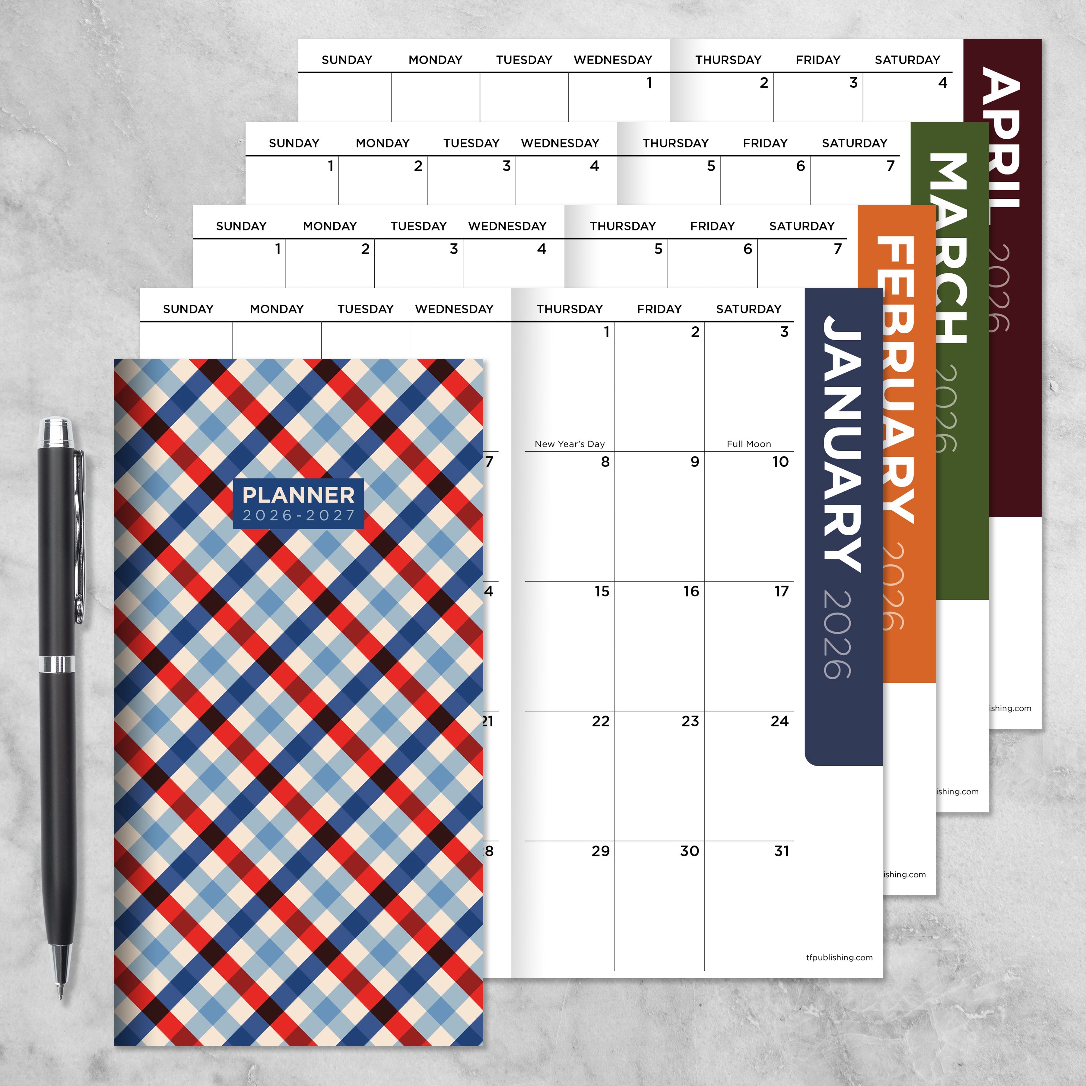 2026-2027 Patriotic Plaid - Small Monthly Pocket Diary/Planner