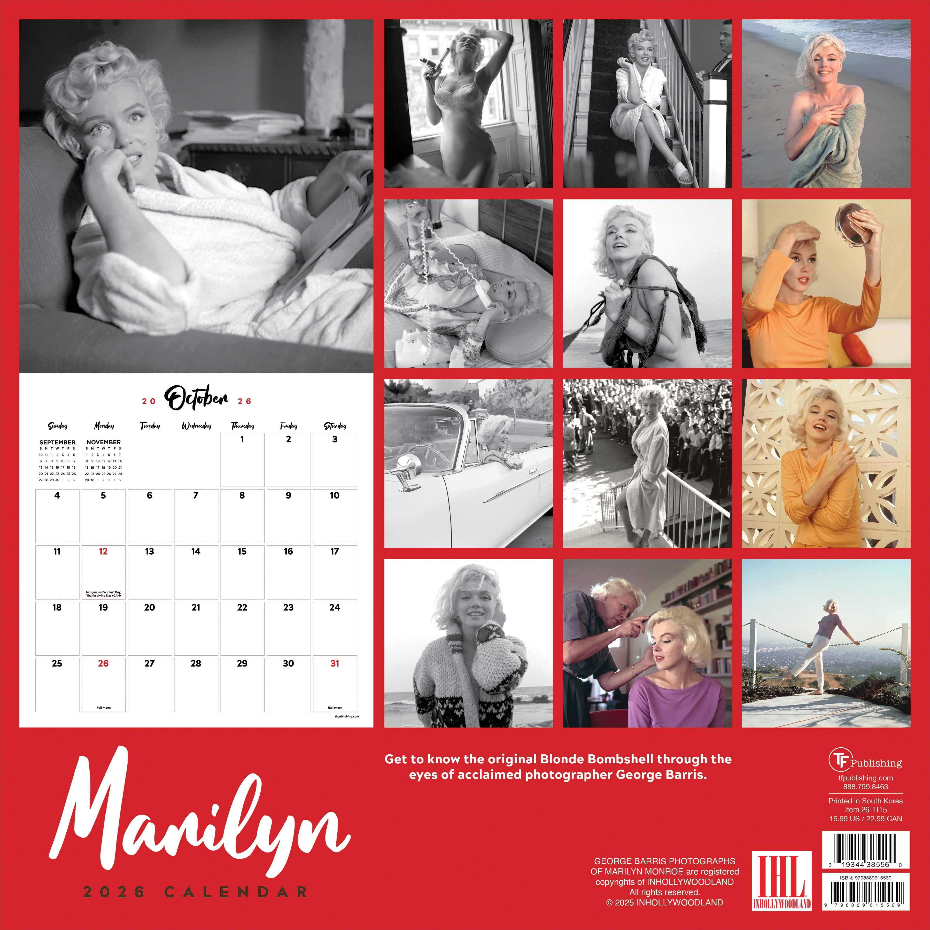 2026 Marilyn Monroe - Square Wall Calendar
