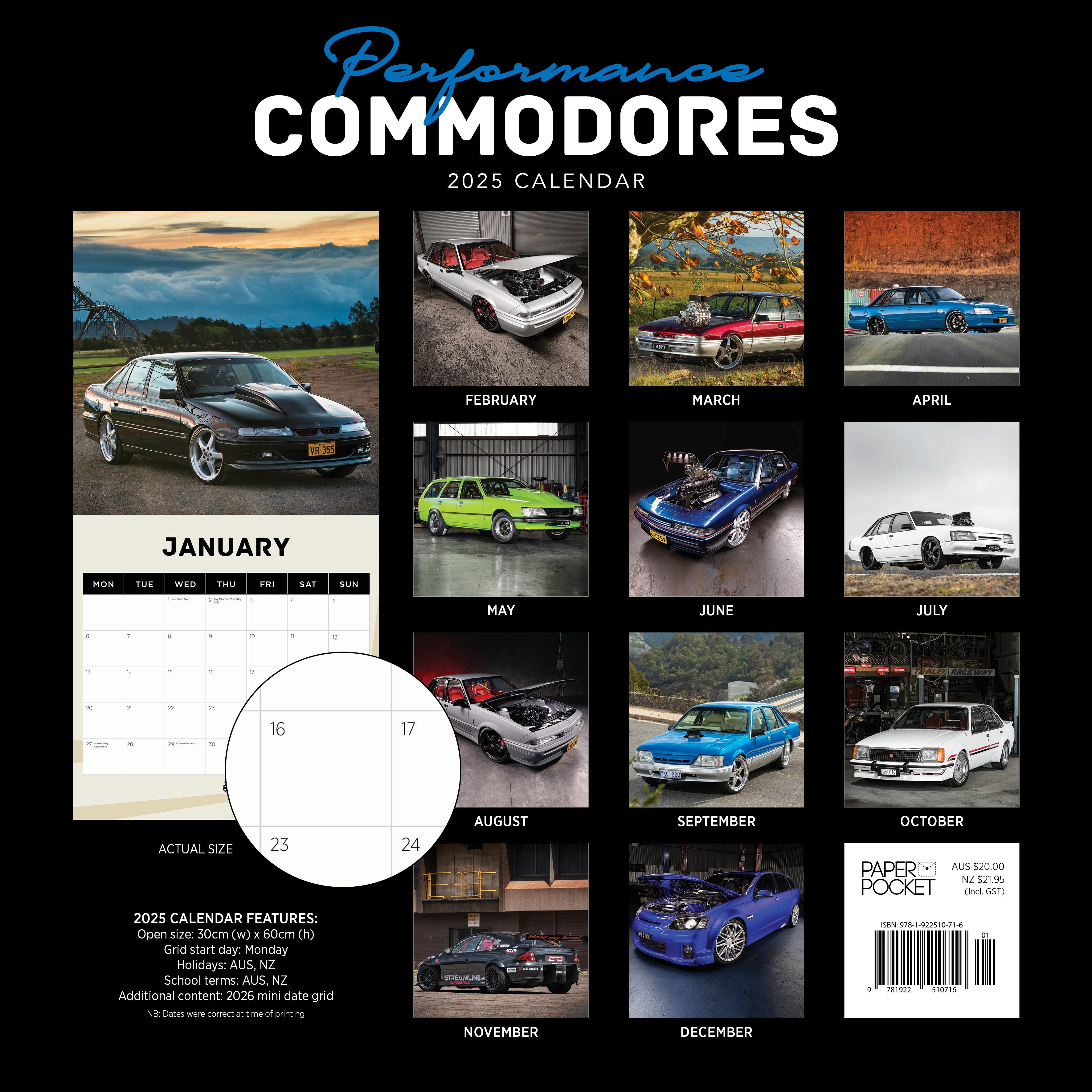 2025 Performance Commodores - Square Wall Calendar