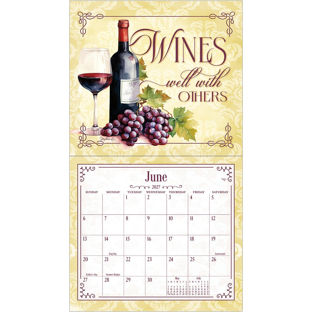 2027 Wine Calendar - Deluxe Wall Calendar by Mollie B
