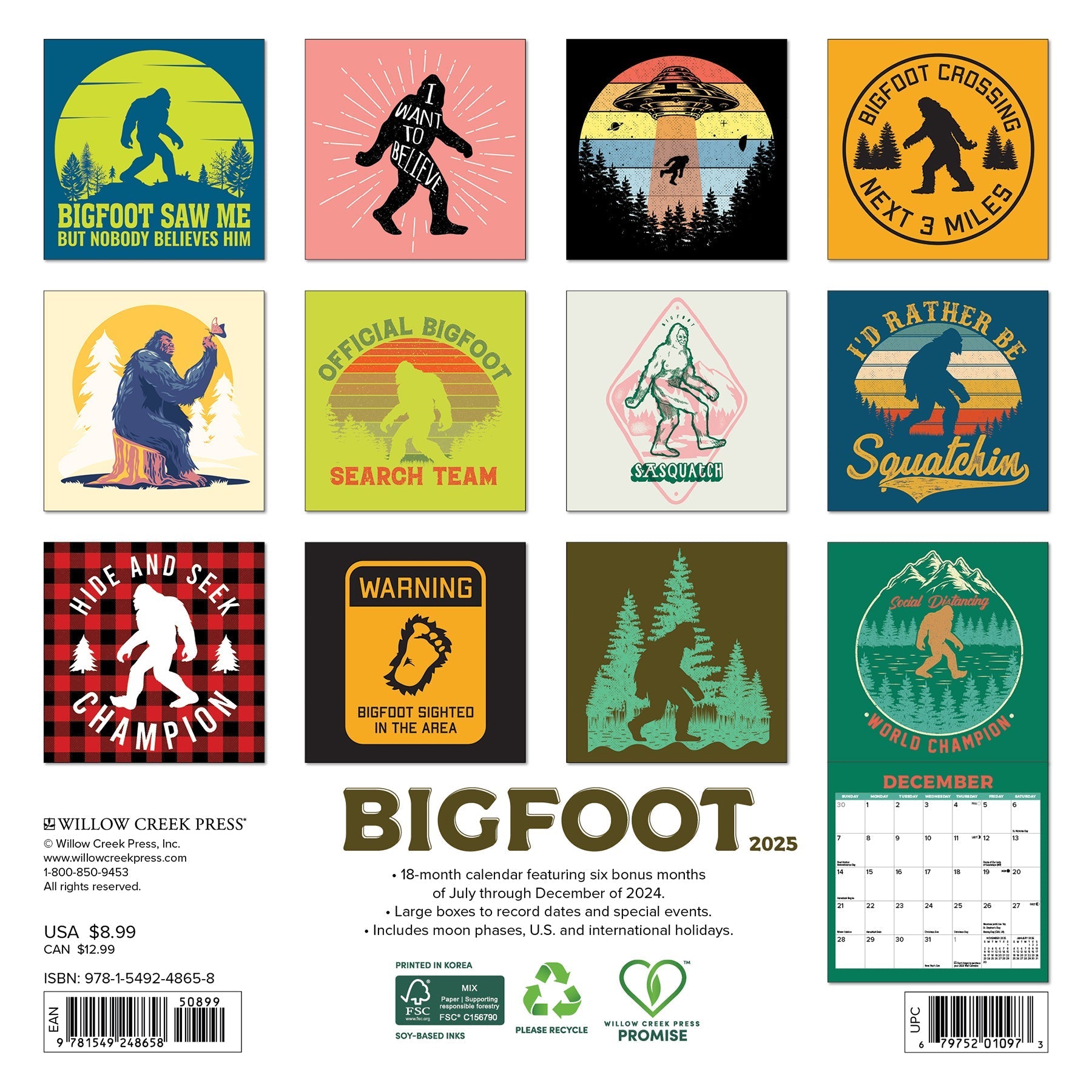 2025 Bigfoot - Mini Wall Calendar (US Only)