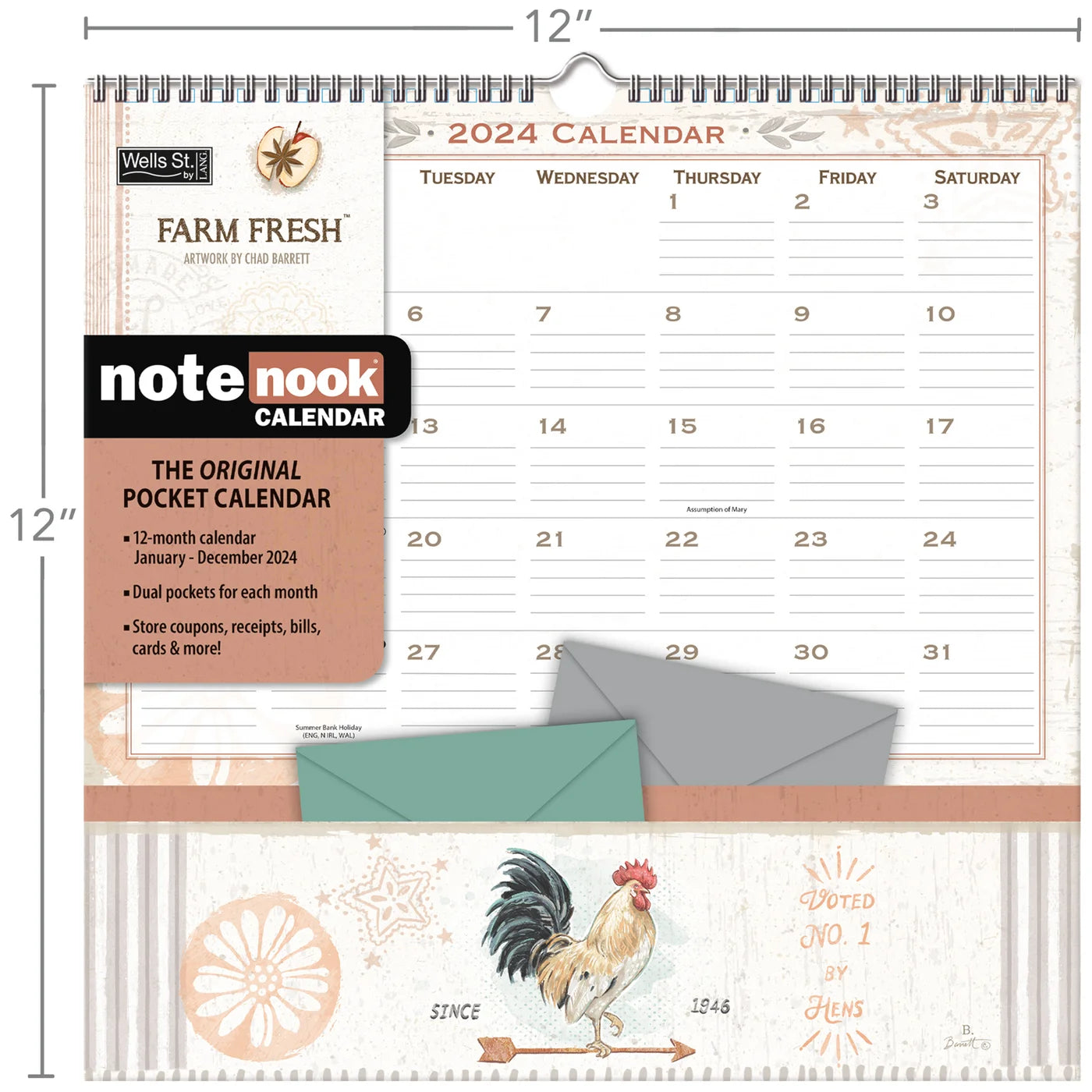 2024 Farm Fresh - Note Nook Square Wall Calendar