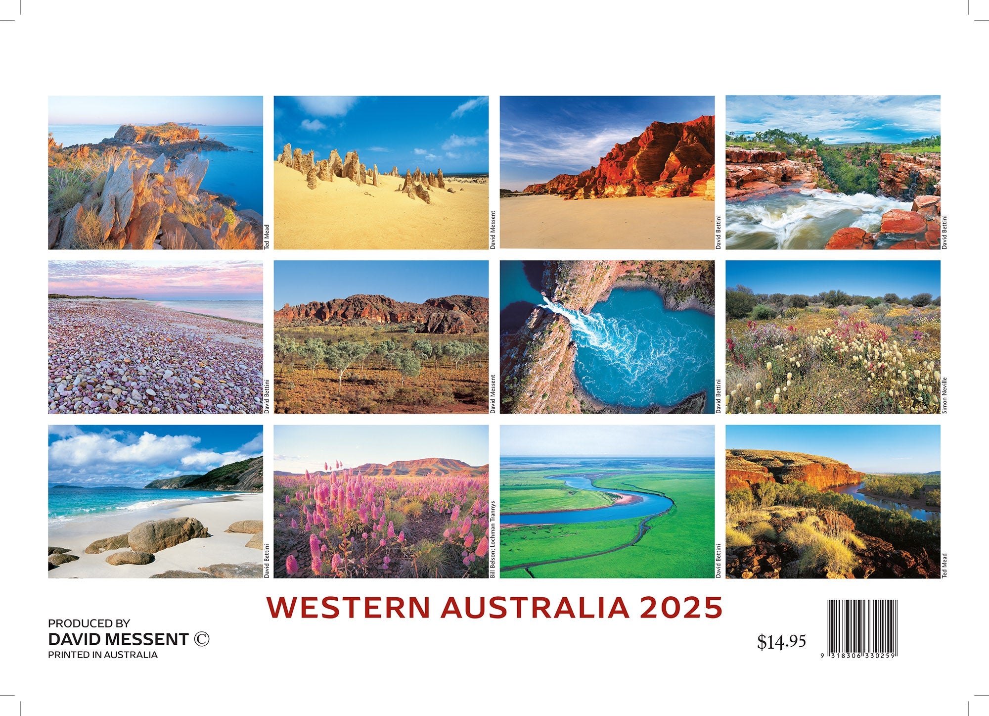 2025 Western Australia By David Messent - Horizontal Wall Calendar