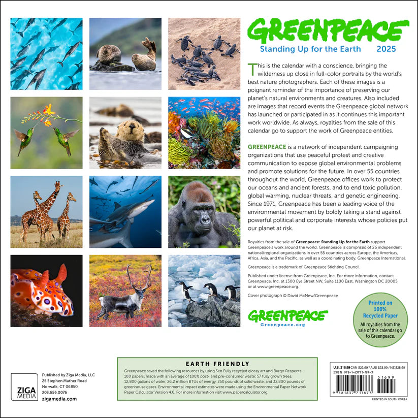 2025 Standing Up for the Earth - Greenpeace - Square Wall Calendar