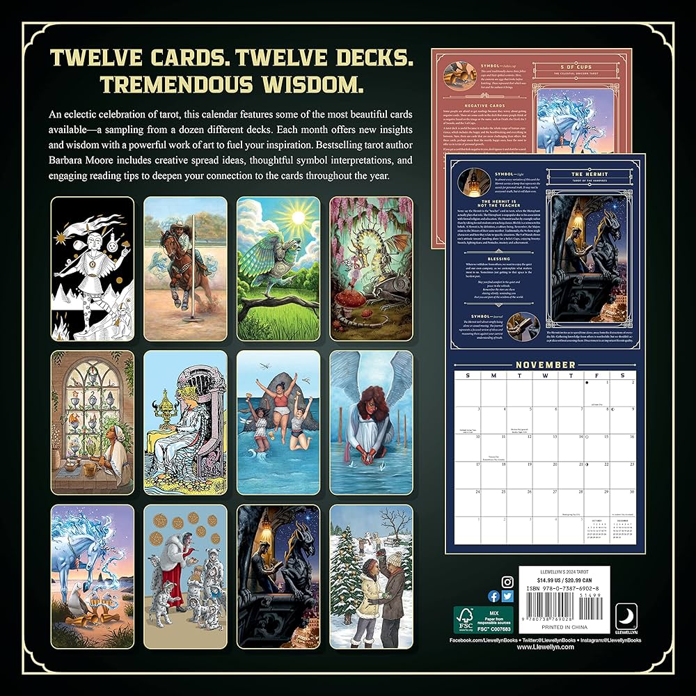 2024 Llewellyn's Tarot Square Wall Calendar