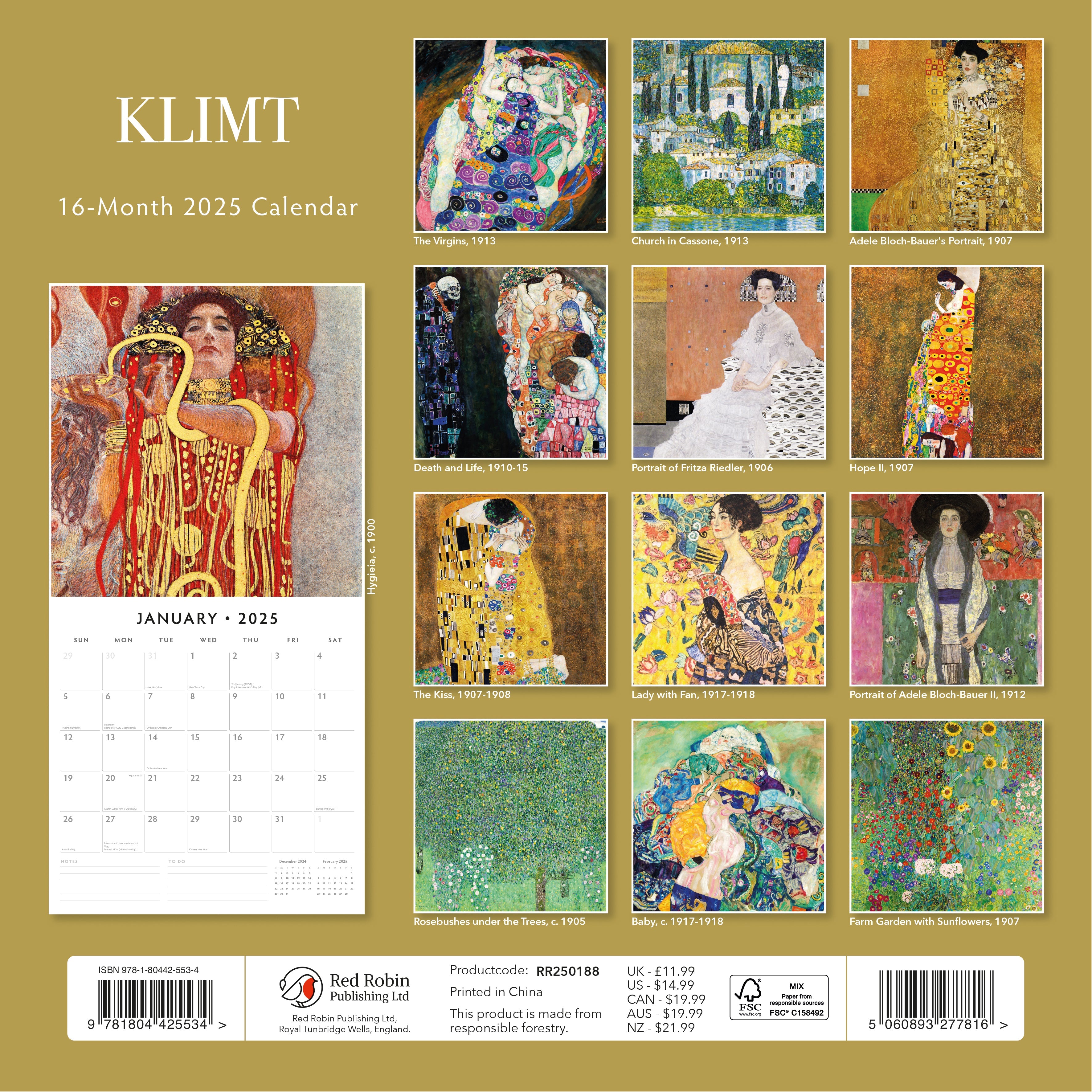 2025 Klimt - Square Wall Calendar
