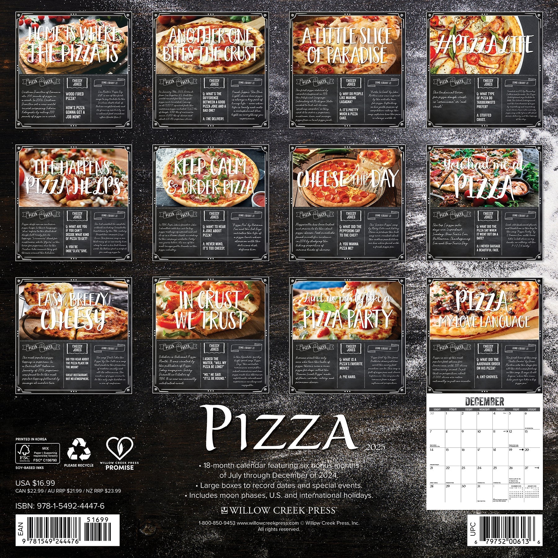 2025 Pizza - Square Wall Calendar (US Only)