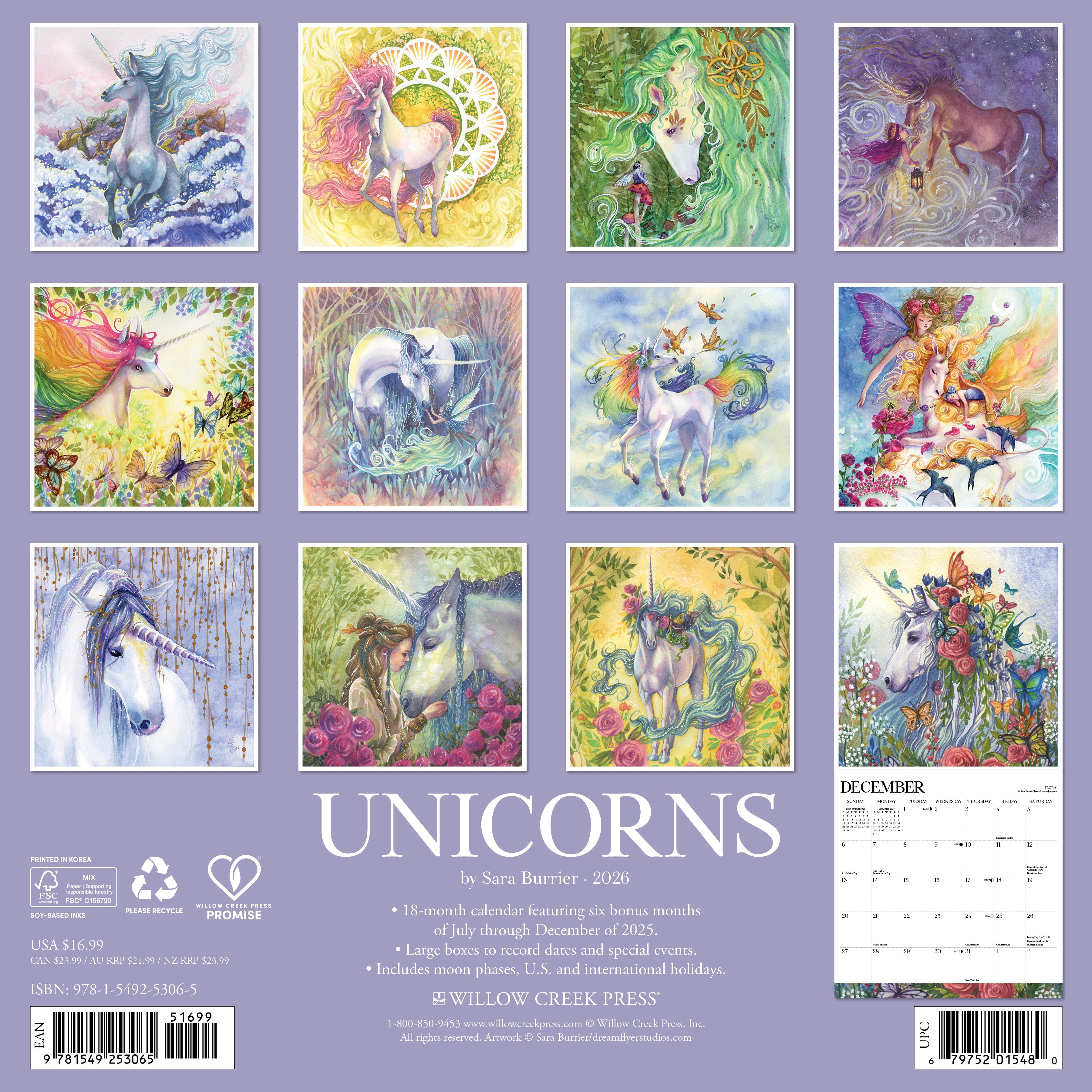 2026 Unicorns by Sara Burrier - Square Wall