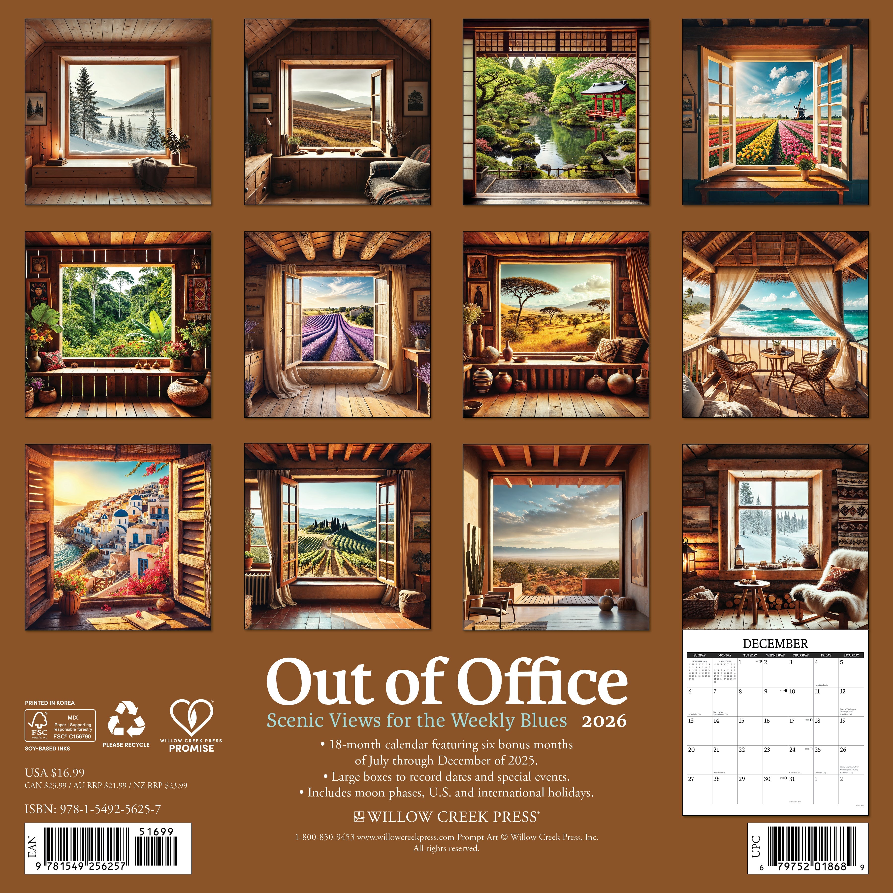 2026 Out of Office: Scenic Views for the Weekly Blues - Square Wall