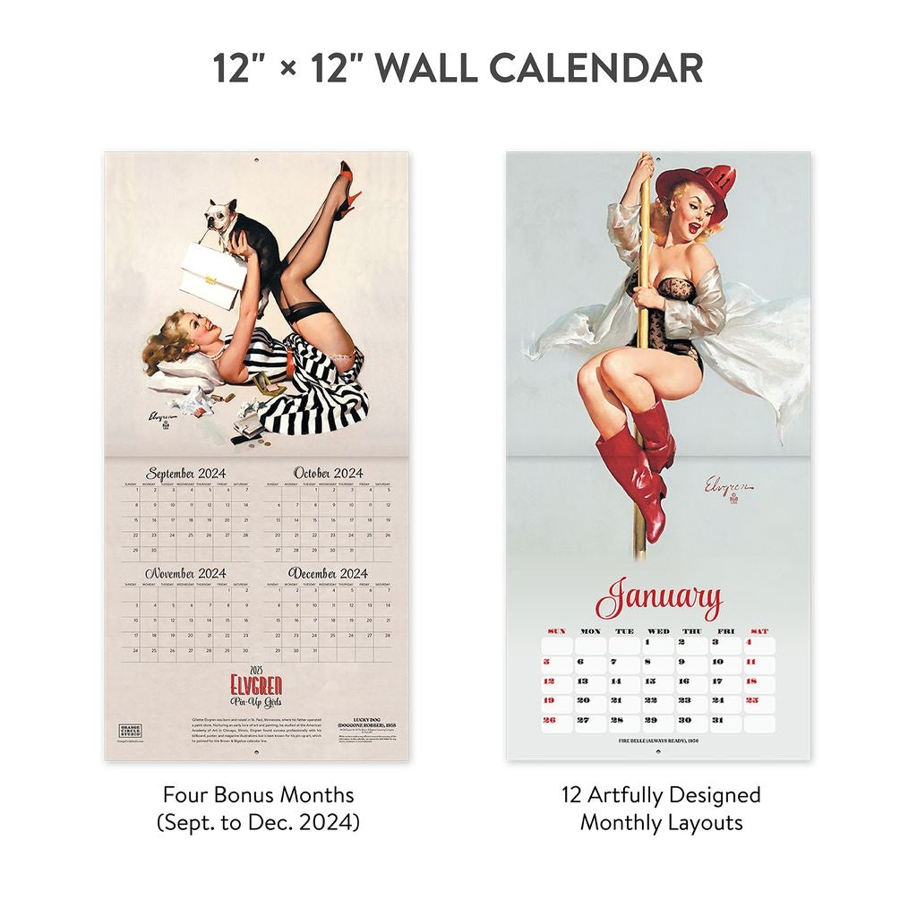 2025 Elvgren: Pin-Up Girls  - Square Wall Calendar