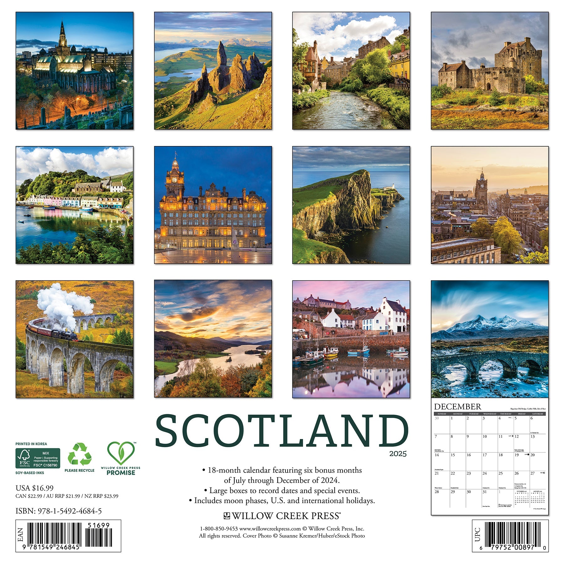 2025 Scotland - Square Wall Calendar (US Only)