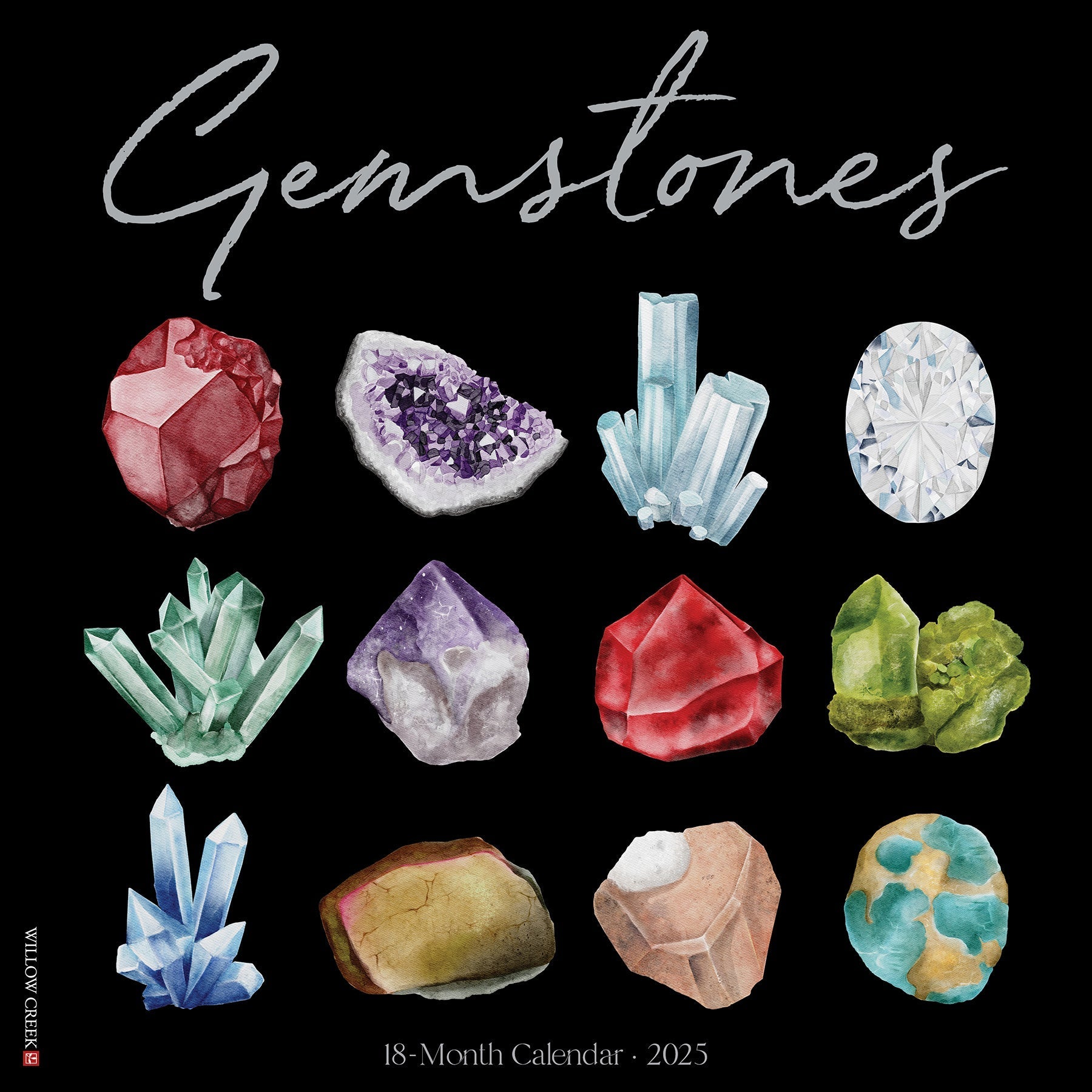 2025 Gemstones (w/foil) - Square Wall Calendar (US Only)