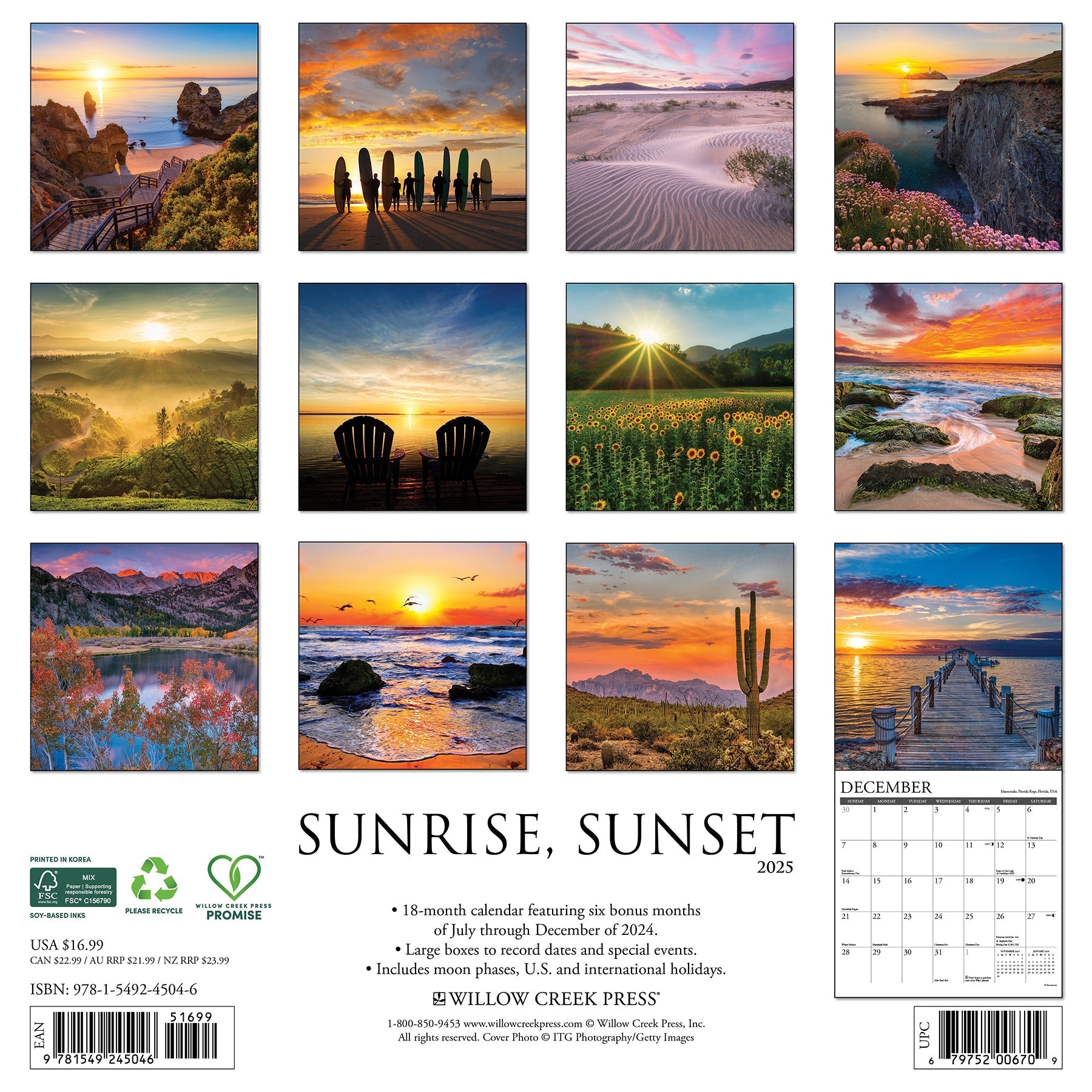 2025 Sunrise, Sunset - Square Wall Calendar (US Only)